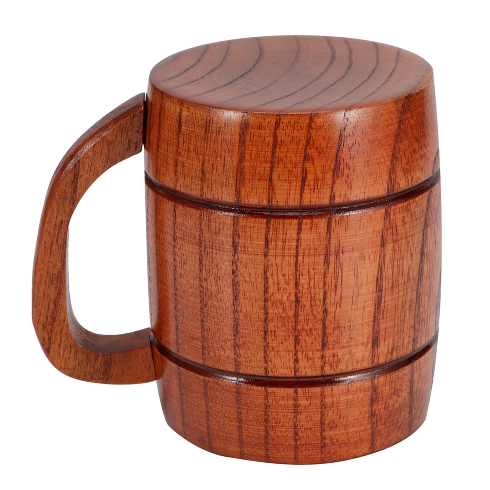 Wooden Beer Mug with Handle Water Wine Tea Coffee Drink Cups Dinnerware view 7