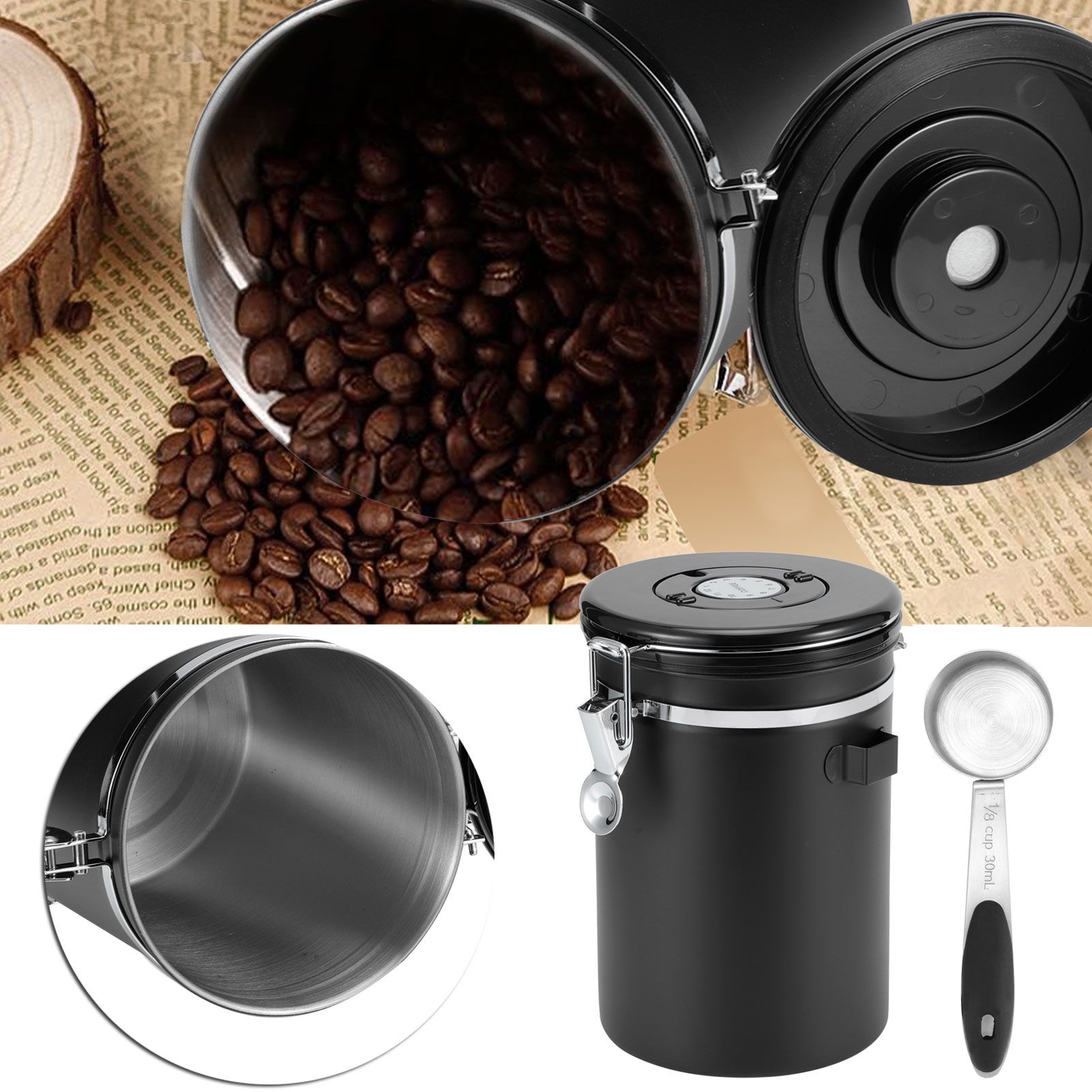 1.8L 304 Stainless Steel Sealing Can Airtight Storage Container with Spoon for view 10