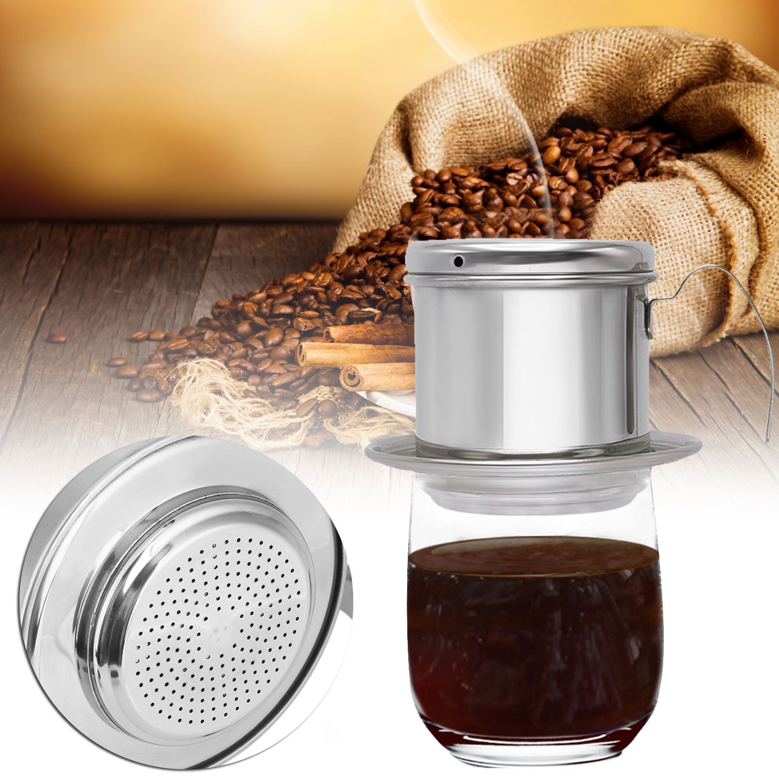 Drip Coffee Filter Pot Silver 304 Stainless Steel Hhousehold Bbrewing Coffee view 9