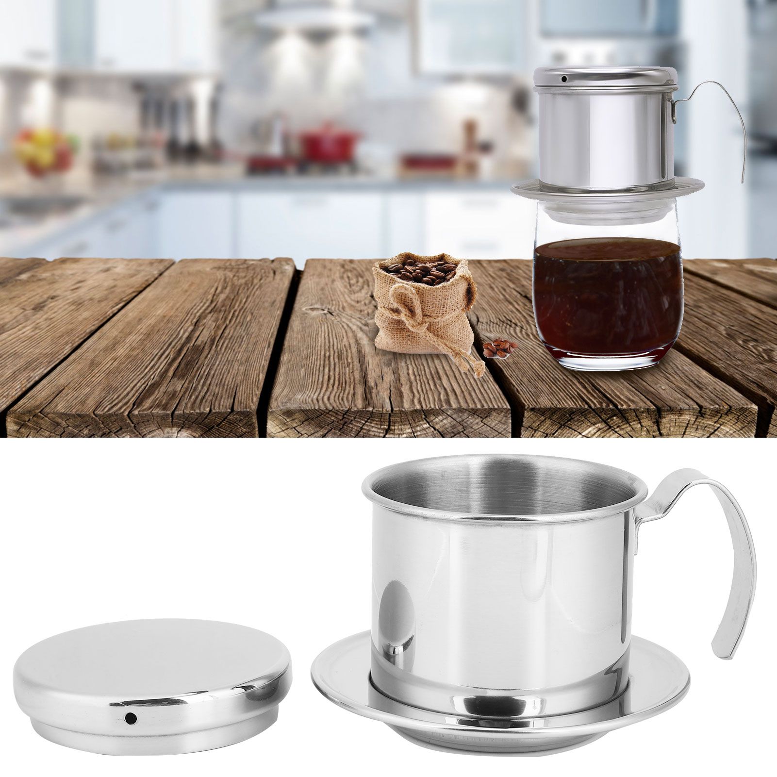Drip Coffee Filter Pot Silver 304 Stainless Steel Hhousehold Bbrewing Coffee view 10