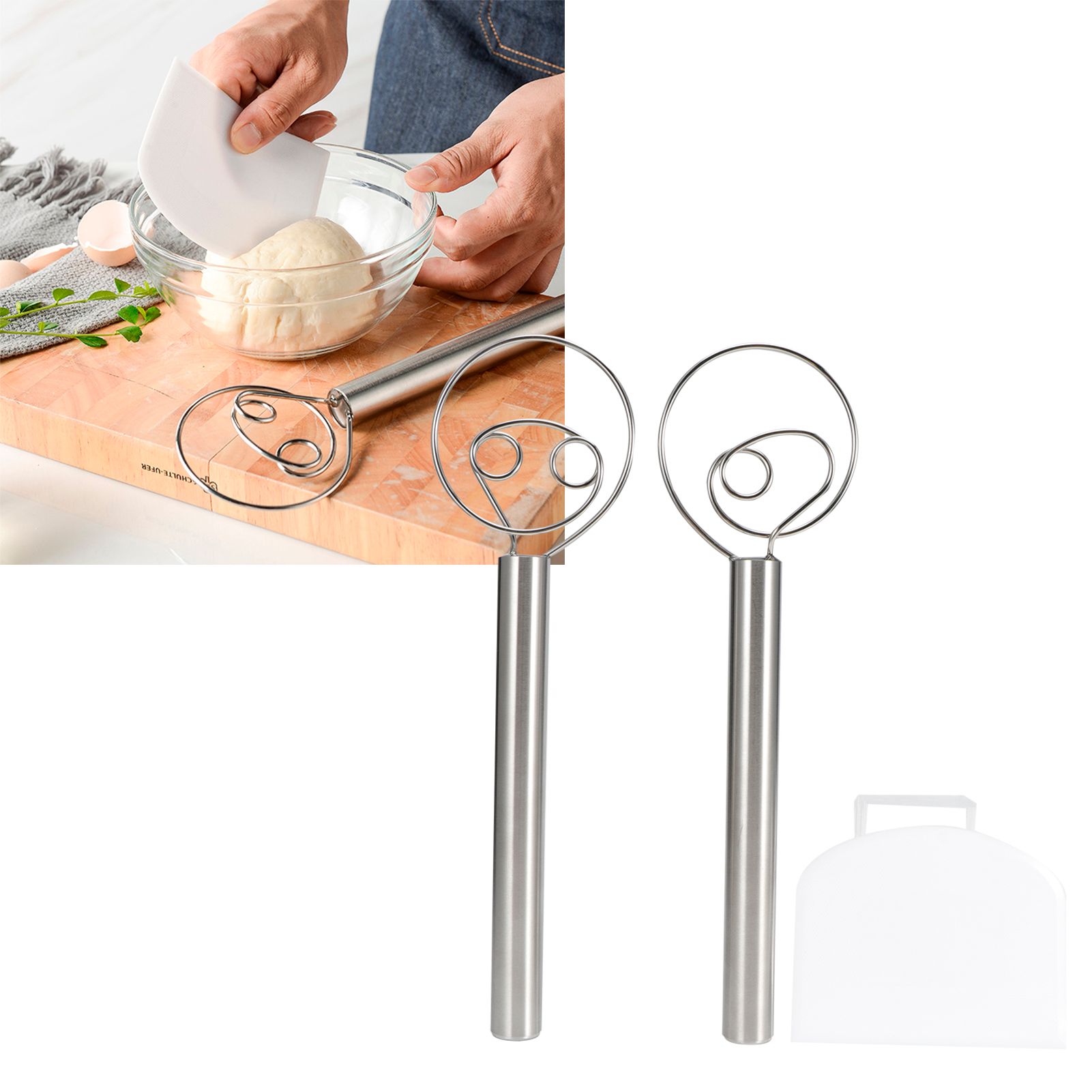 Dough Whisk 304 Stainless Steel Coil Stirrer Kitchen Blending Stirring Tools view 9