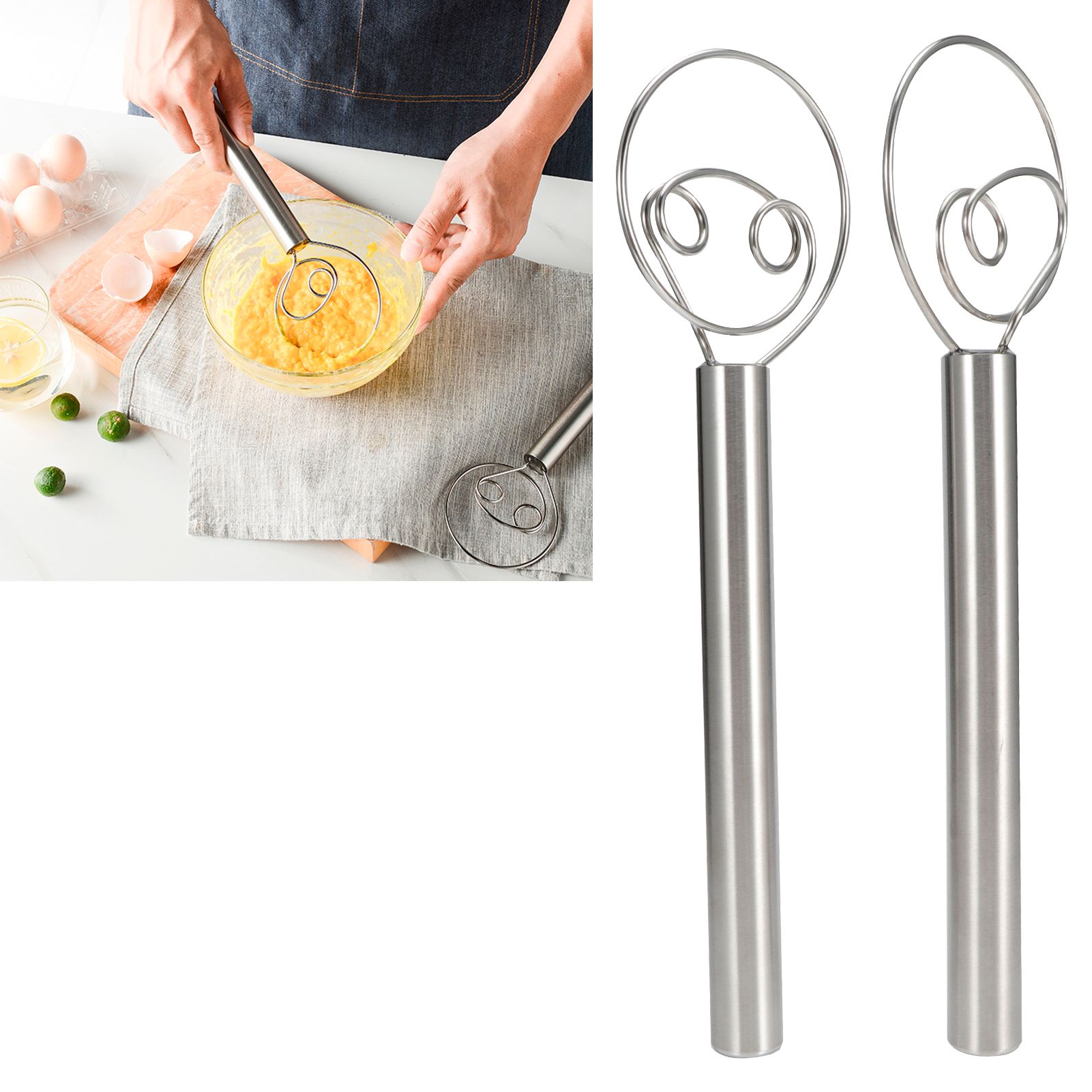 Dough Whisk 304 Stainless Steel Coil Stirrer Kitchen Blending Stirring Tools view 10