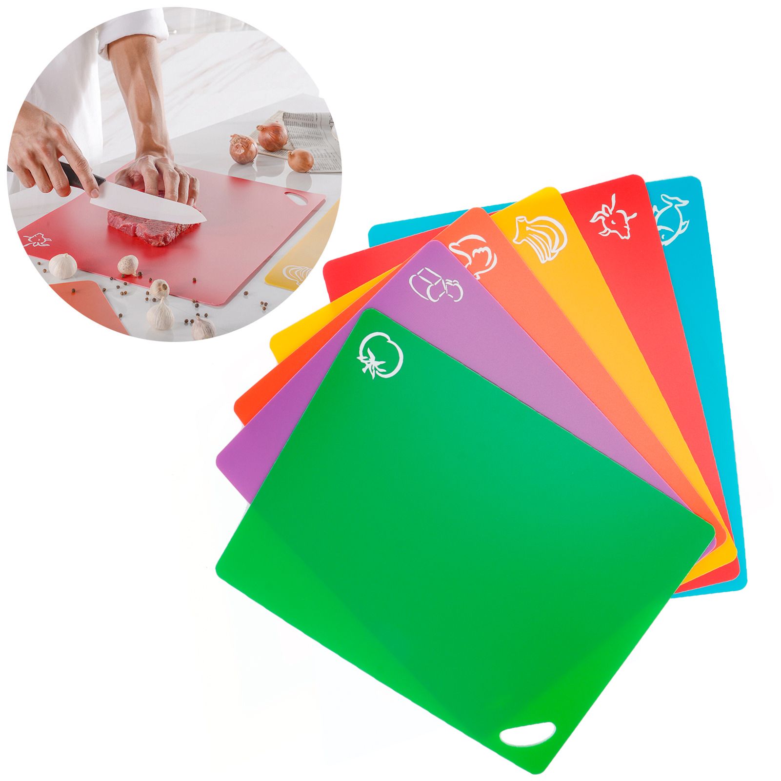 6Pcs set Cutting Board Chopping Boards Flexible NonSlip Vegetable Meat Tools view 9