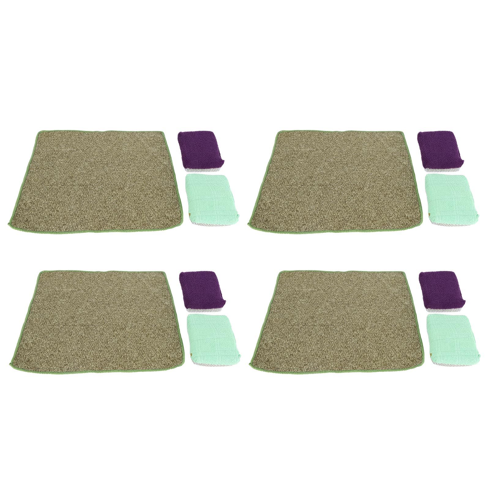 4 Sets Kitchen Washing Set Fiber Dishcloth Dishwashing Sponge Household Supplies view 4