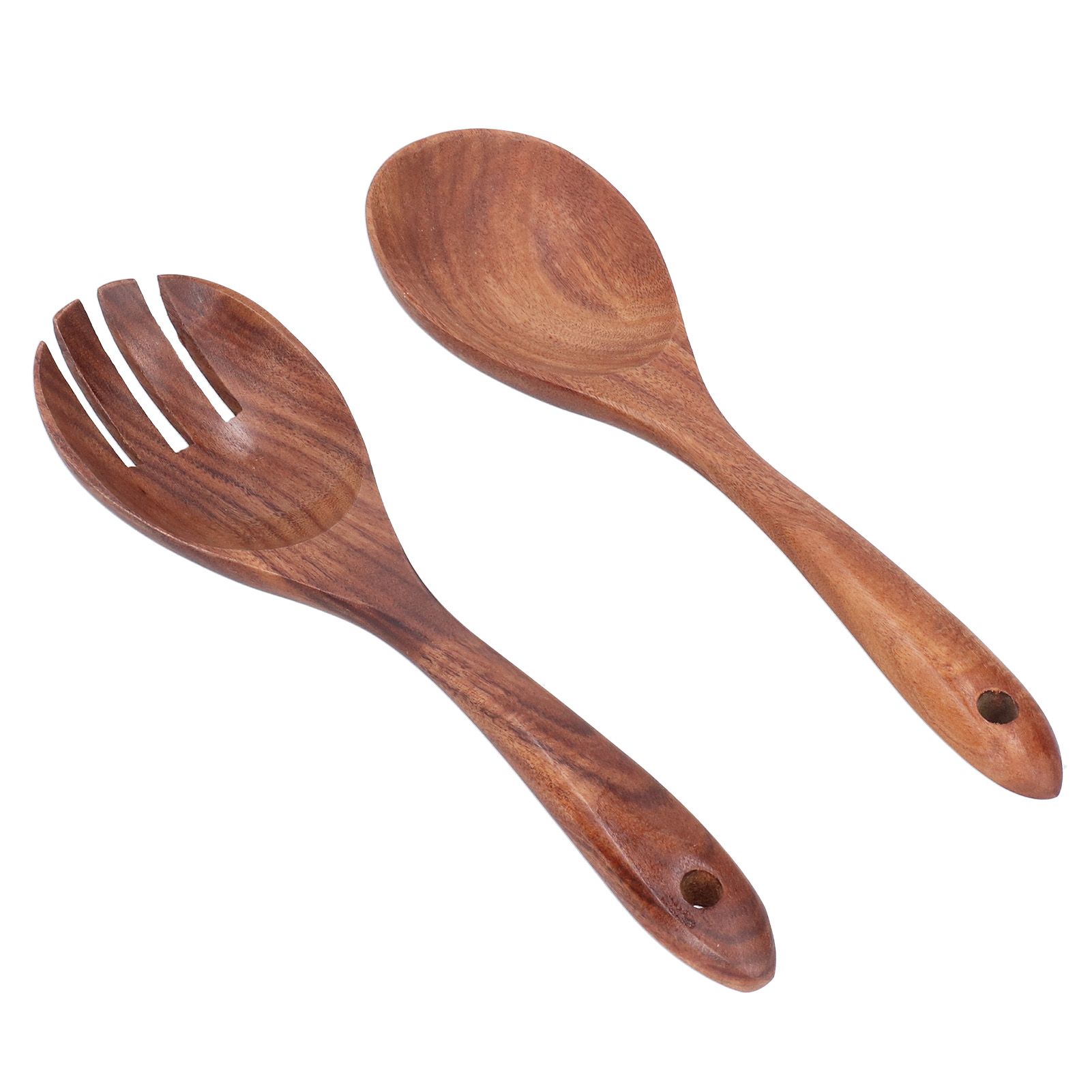 Acacia Wood Fork and Spoon Set Salad Toss and Mix Servers Cooking Spoon Spork Set