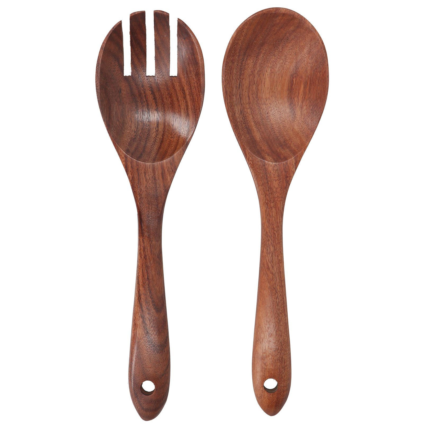 Acacia Wood Fork and Spoon Set Salad Toss and Mix Servers Cooking Spoon Spork Set view 2