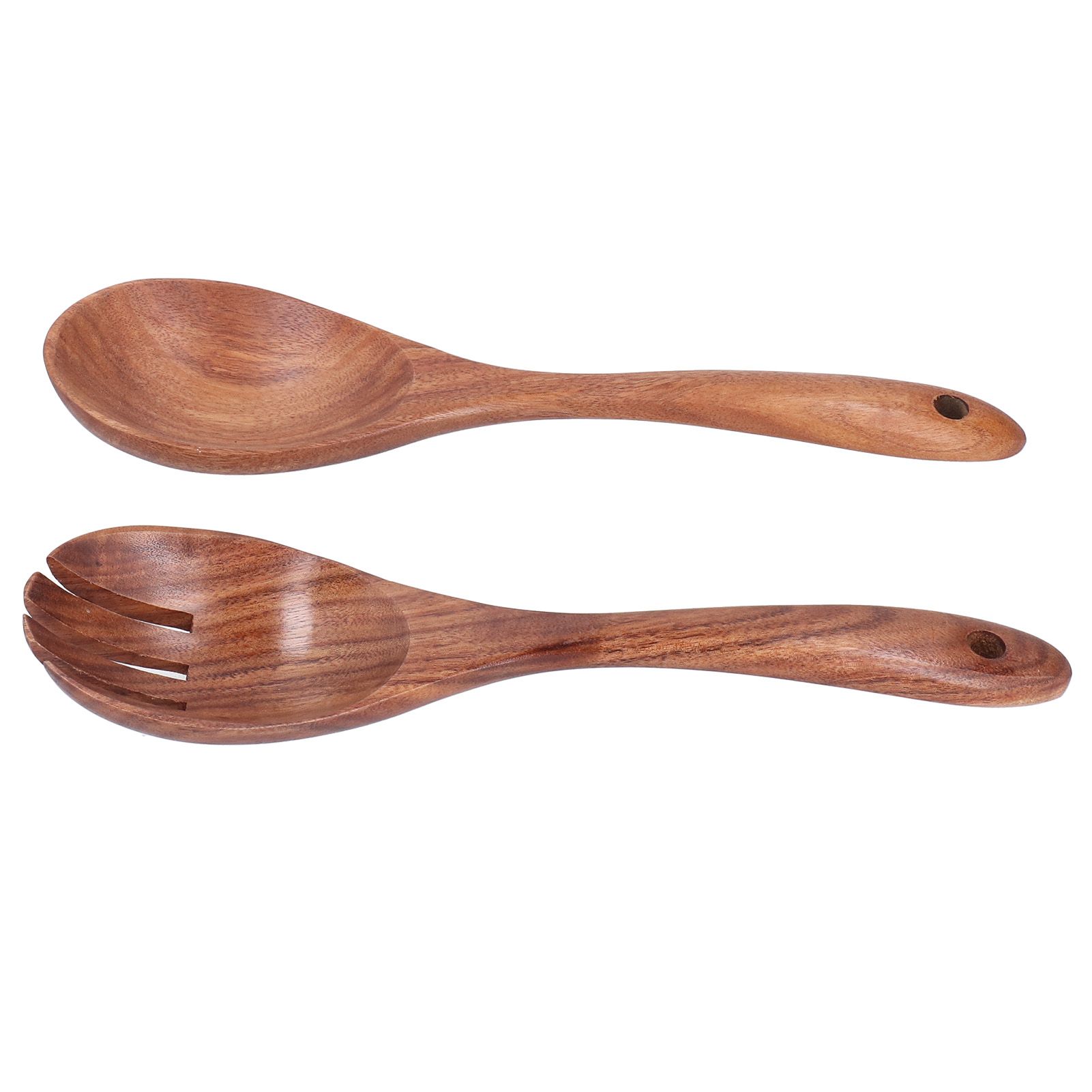 Acacia Wood Fork and Spoon Set Salad Toss and Mix Servers Cooking Spoon Spork Set view 3