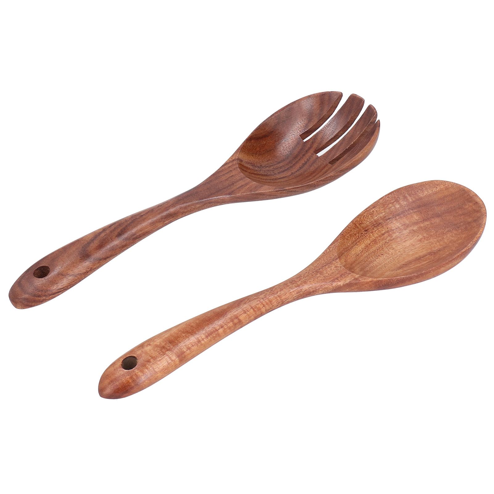 Acacia Wood Fork and Spoon Set Salad Toss and Mix Servers Cooking Spoon Spork Set view 5
