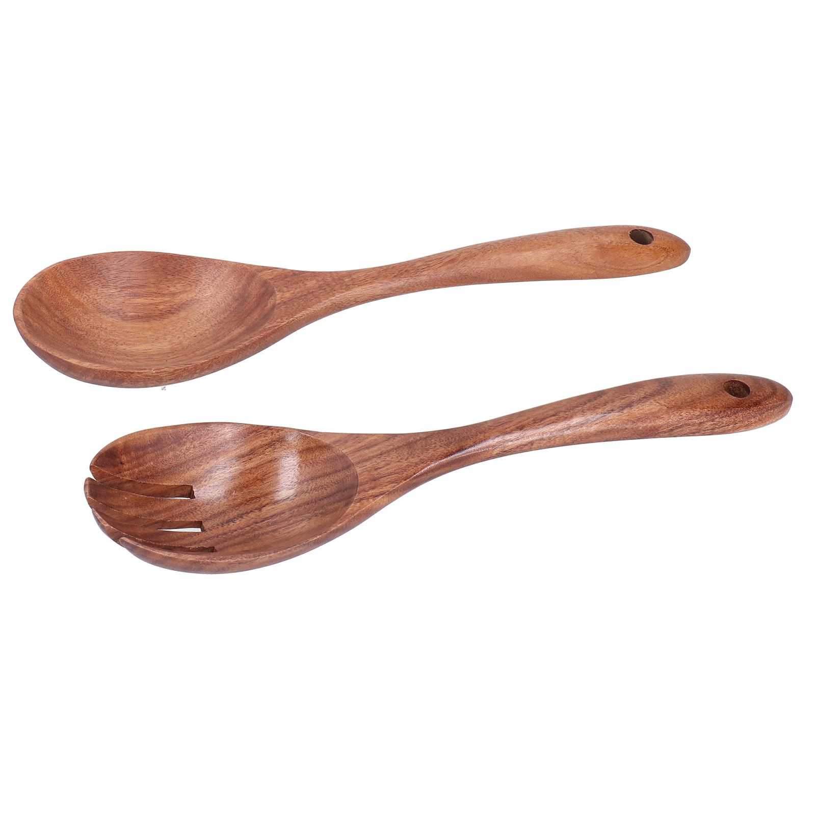 Acacia Wood Fork and Spoon Set Salad Toss and Mix Servers Cooking Spoon Spork Set view 6