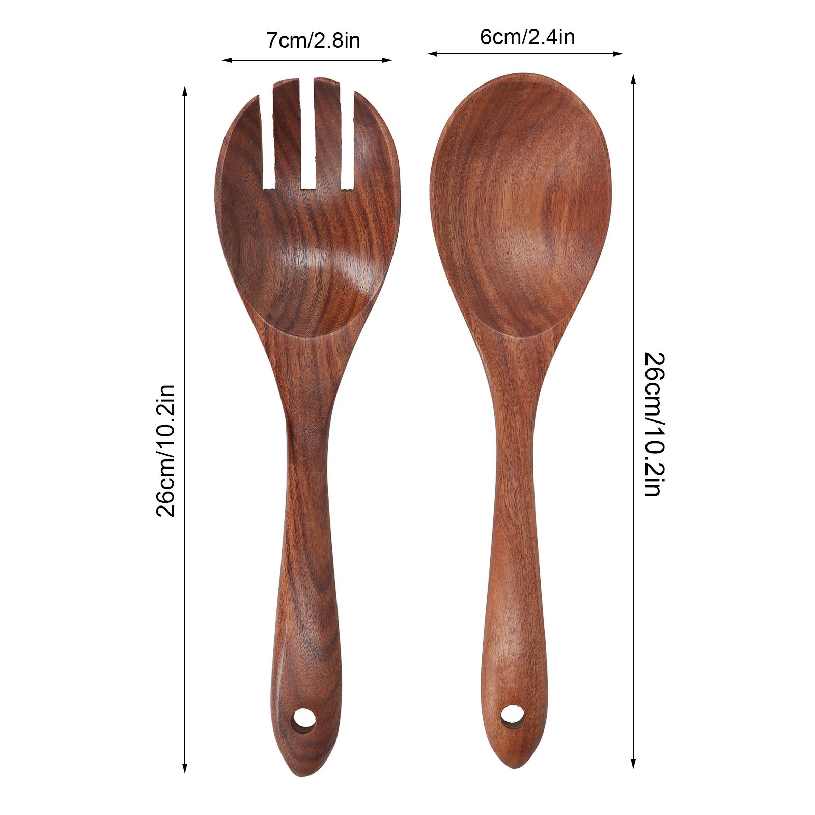 Acacia Wood Fork and Spoon Set Salad Toss and Mix Servers Cooking Spoon Spork Set view 12