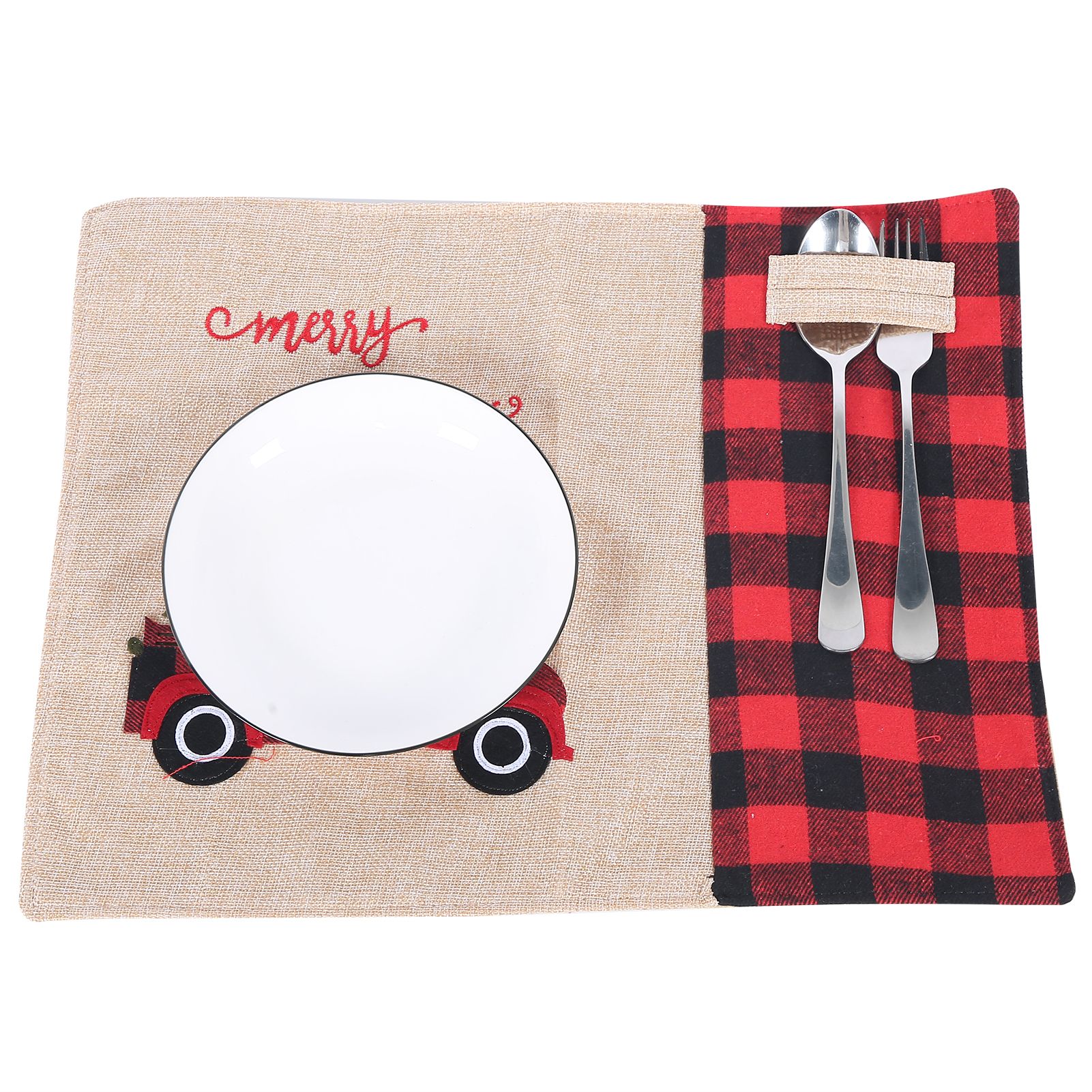 Cartoon Placemat Linen Dining Table Mat Christmas Decorations for Home Kitchen view 2