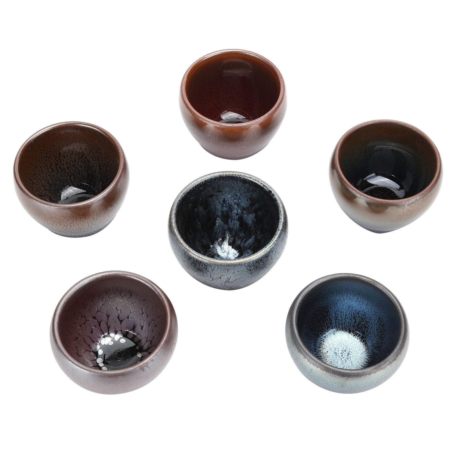 6Pcs/Set Tea Cups Ceramic Cups Kung Fu Teaware Drinkware Accessory for Home view 3
