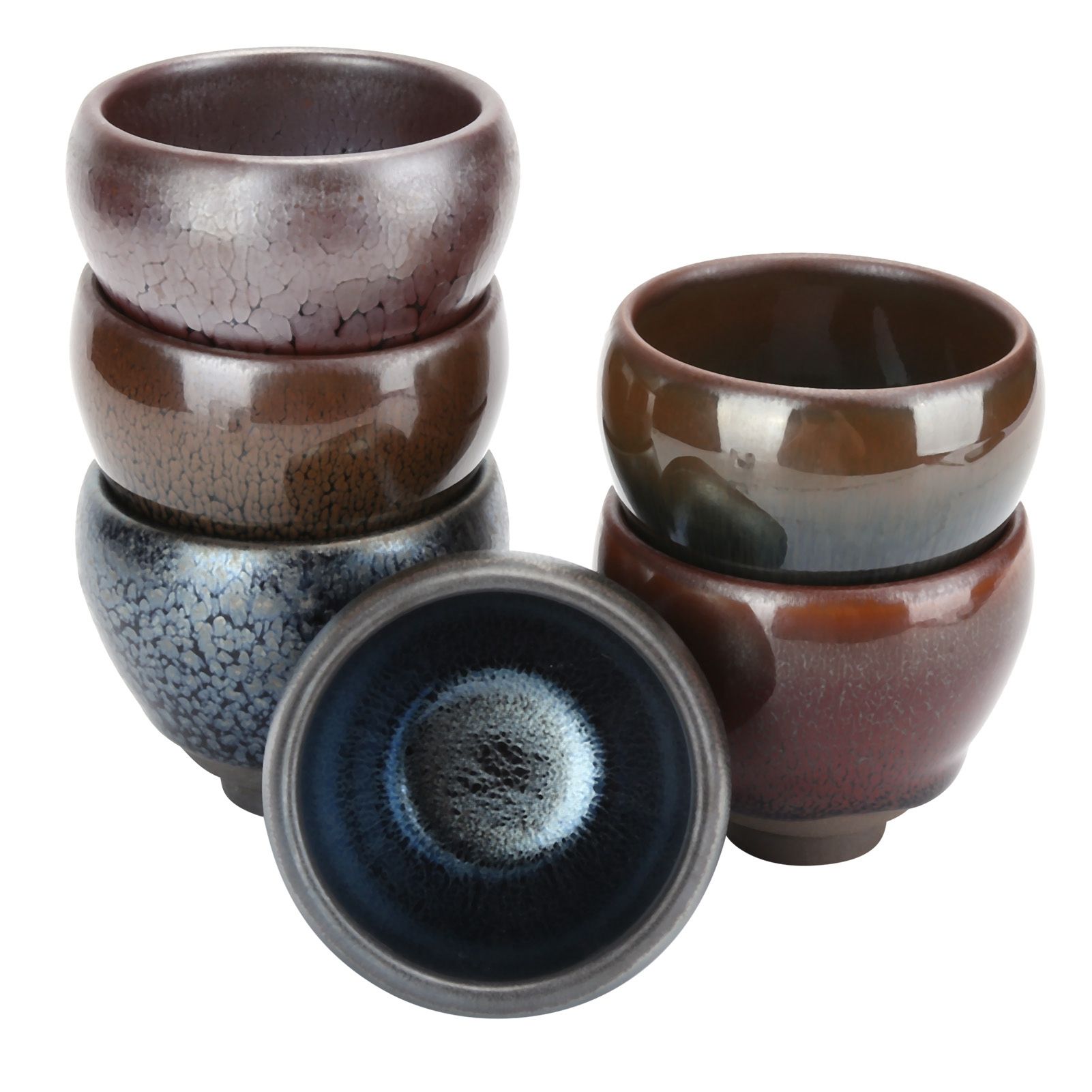 6Pcs/Set Tea Cups Ceramic Cups Kung Fu Teaware Drinkware Accessory for Home view 6