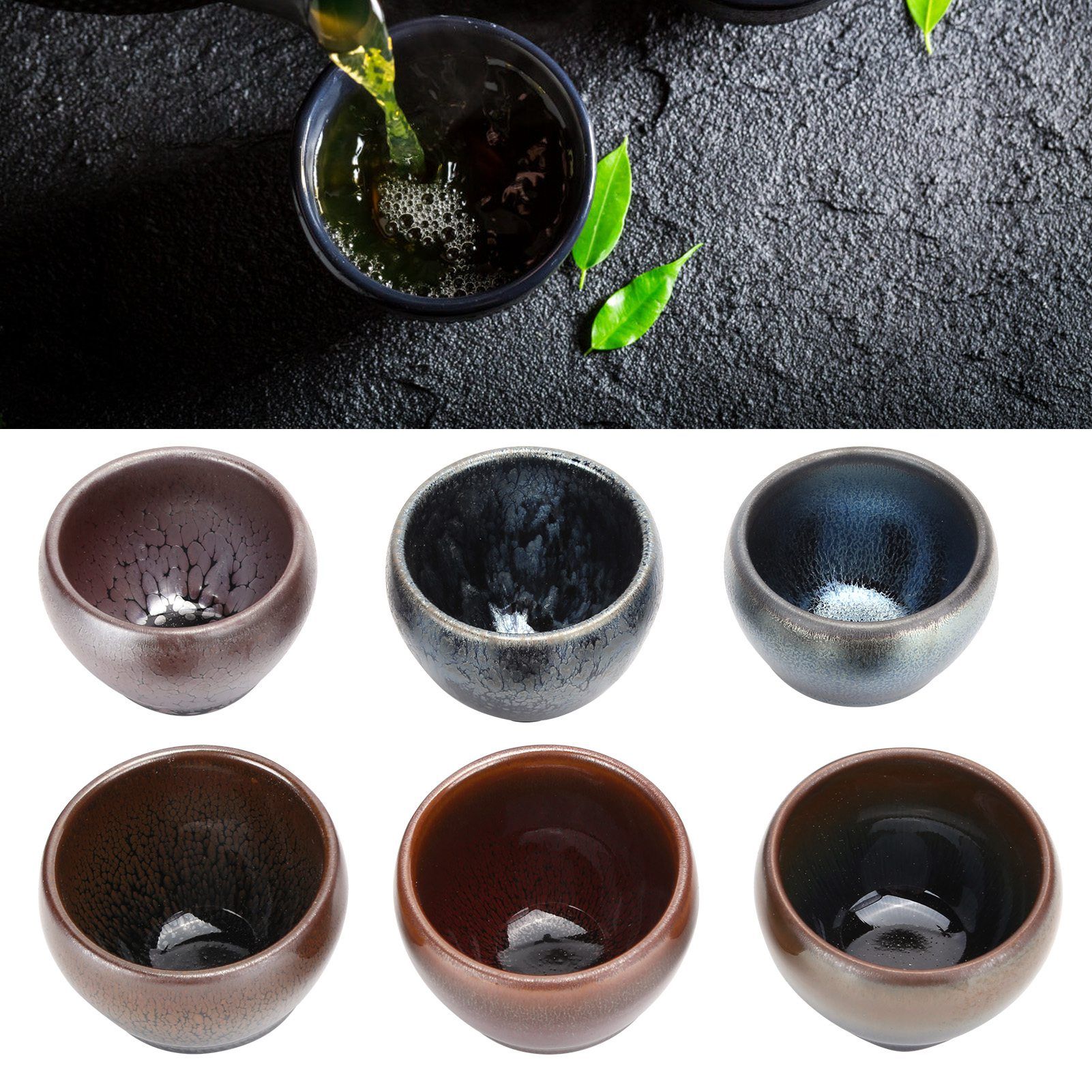 6Pcs/Set Tea Cups Ceramic Cups Kung Fu Teaware Drinkware Accessory for Home view 10