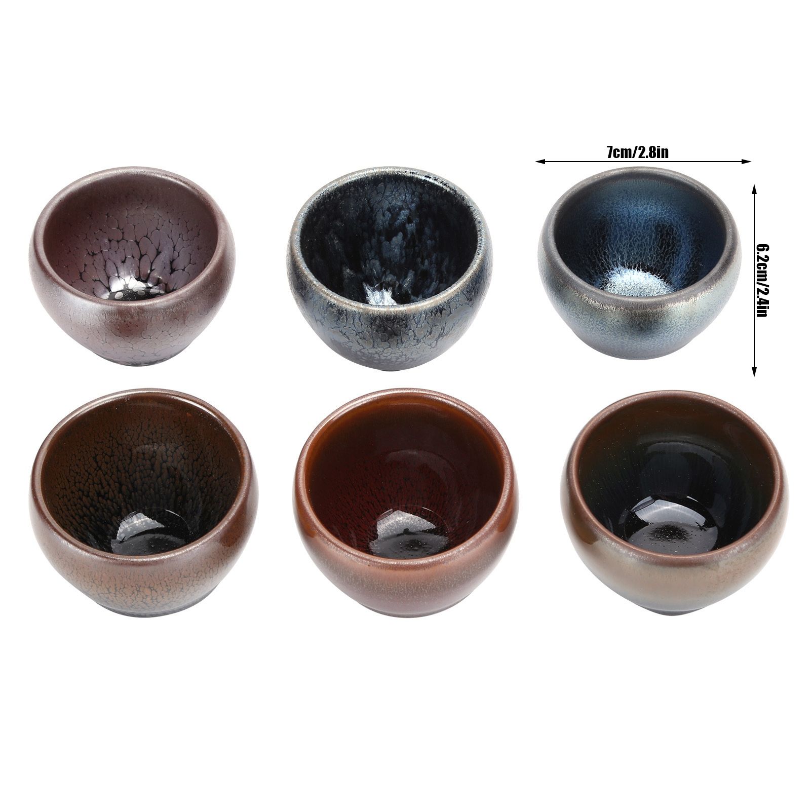 6Pcs/Set Tea Cups Ceramic Cups Kung Fu Teaware Drinkware Accessory for Home view 12