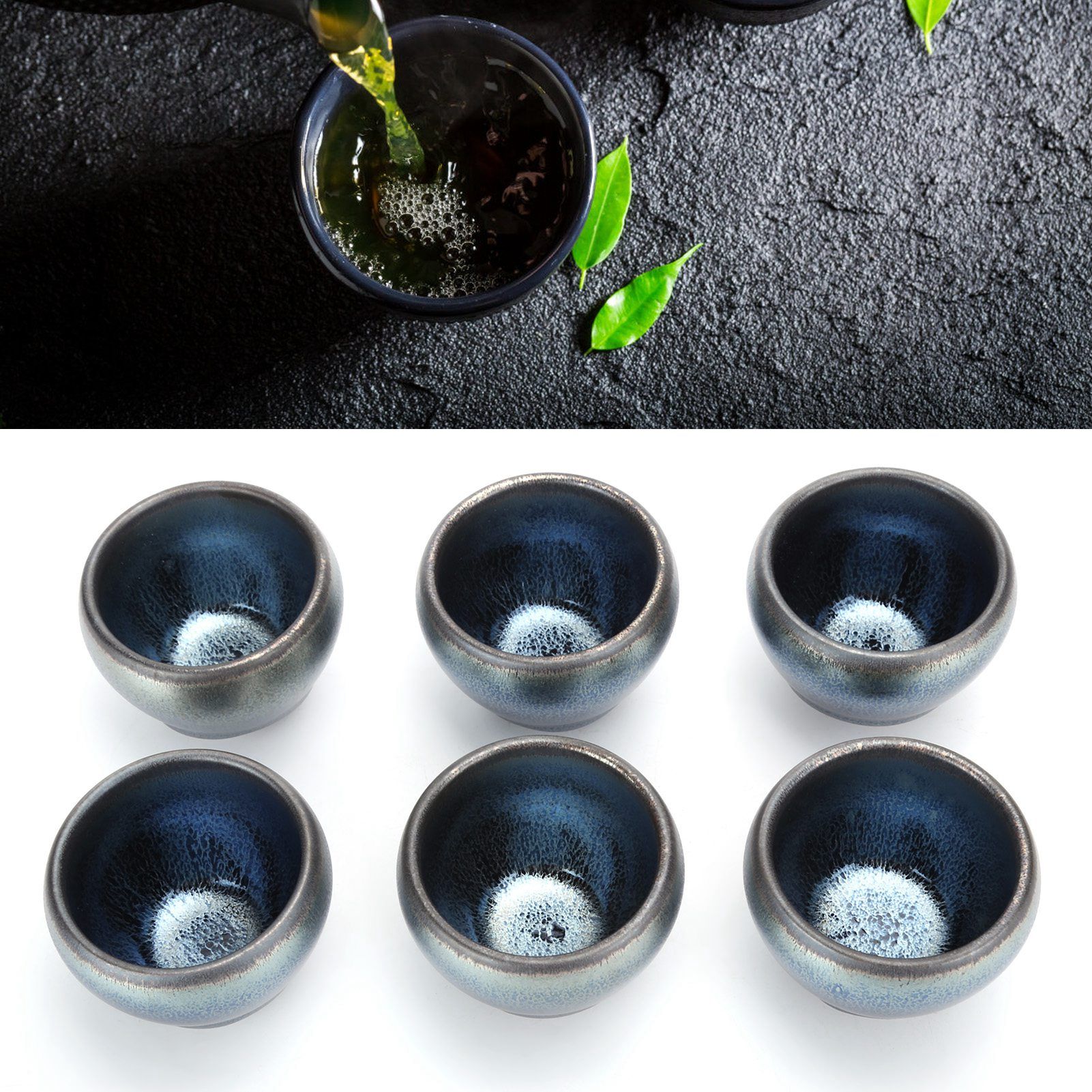 6Pcs/Set Tea Cups Ceramic Cups Kung Fu Teaware Drinkware Accessory for Home view 10