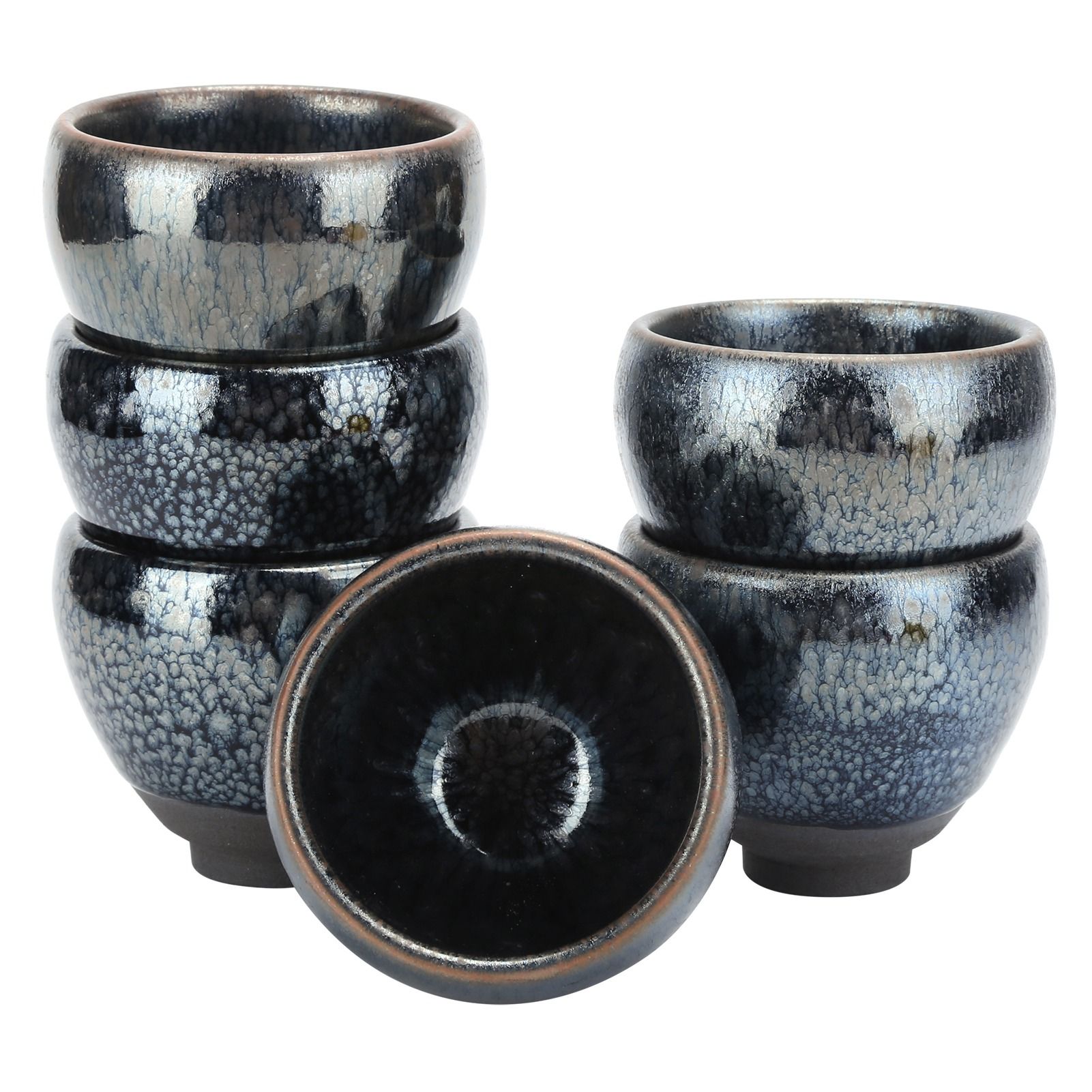 6Pcs/Set Tea Cups Ceramic Cups Kung Fu Teaware Drinkware Accessory for Home view 3
