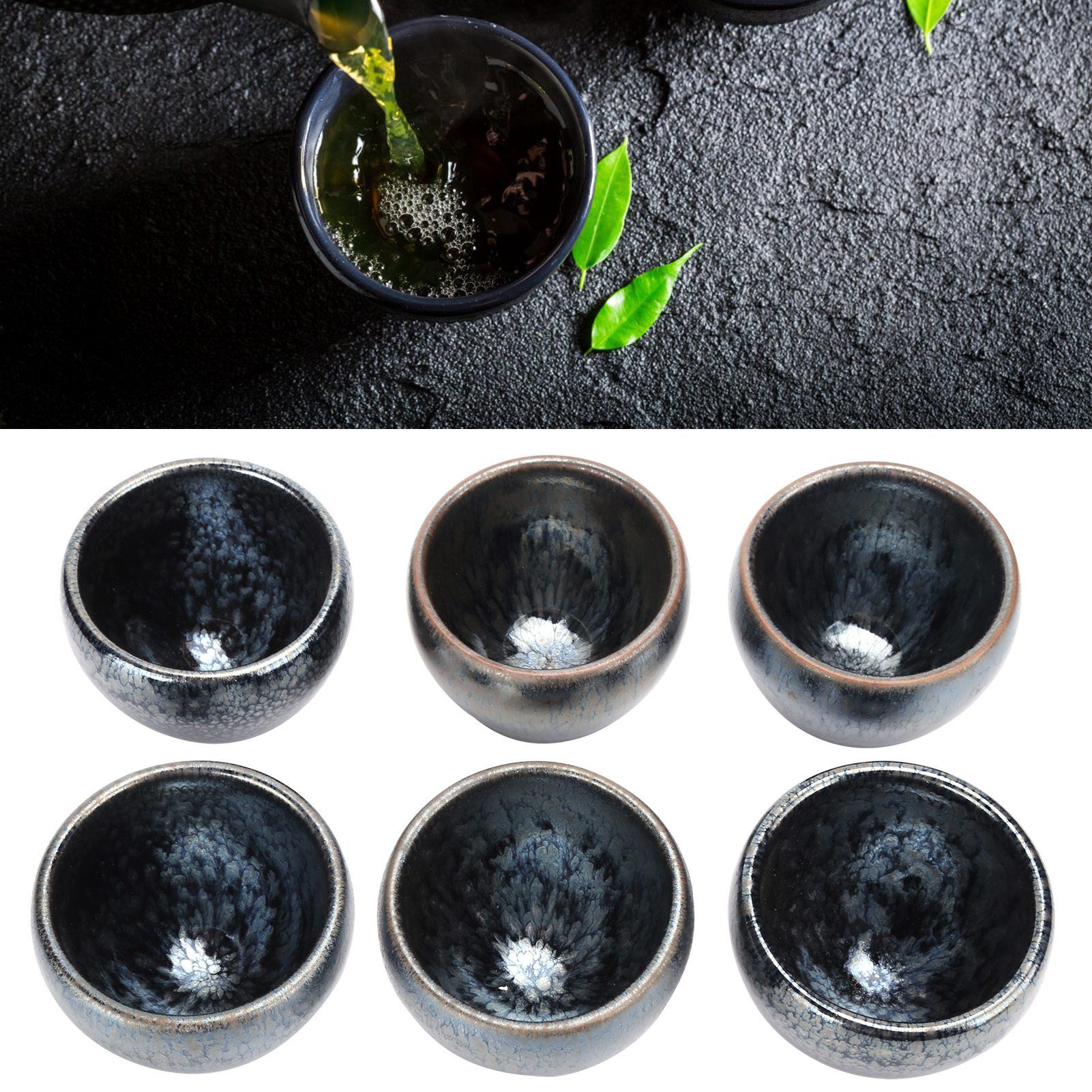 6Pcs/Set Tea Cups Ceramic Cups Kung Fu Teaware Drinkware Accessory for Home view 10