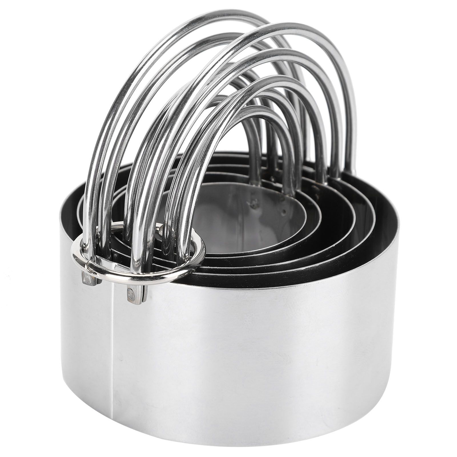 5PCS/Set Biscuits Cutter Stainless Steel Round Cookies Cutter with Handle
