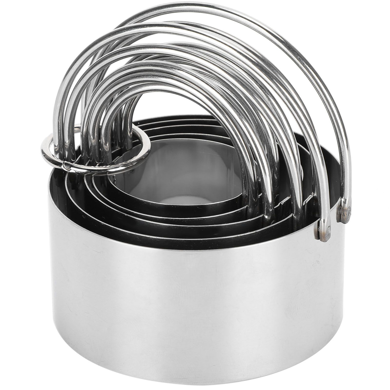 5PCS/Set Biscuits Cutter Stainless Steel Round Cookies Cutter with Handle view 3