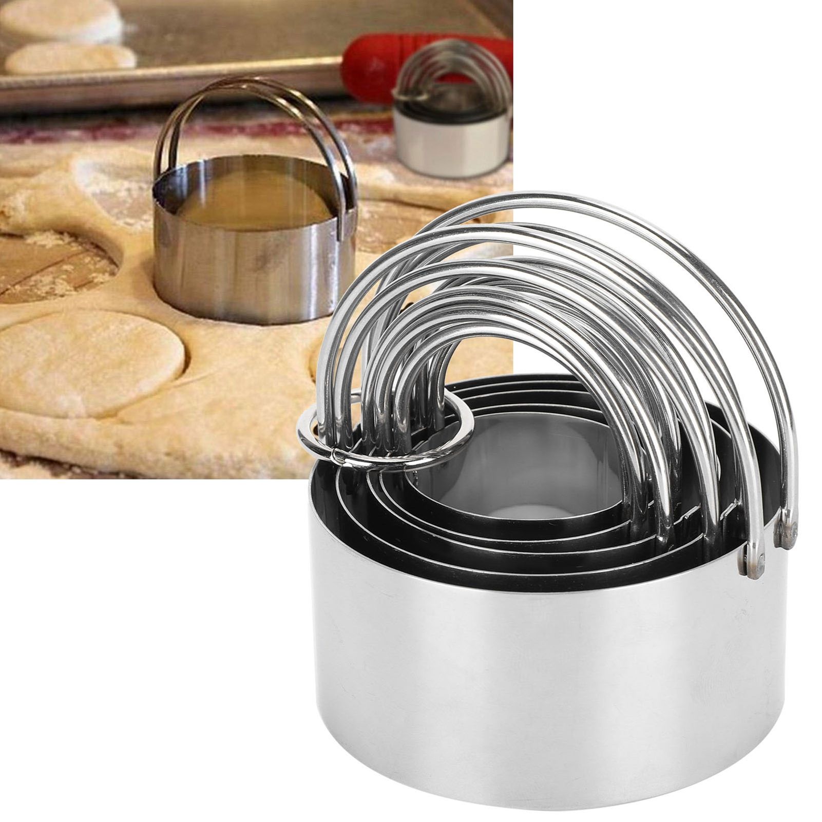 5PCS/Set Biscuits Cutter Stainless Steel Round Cookies Cutter with Handle view 9