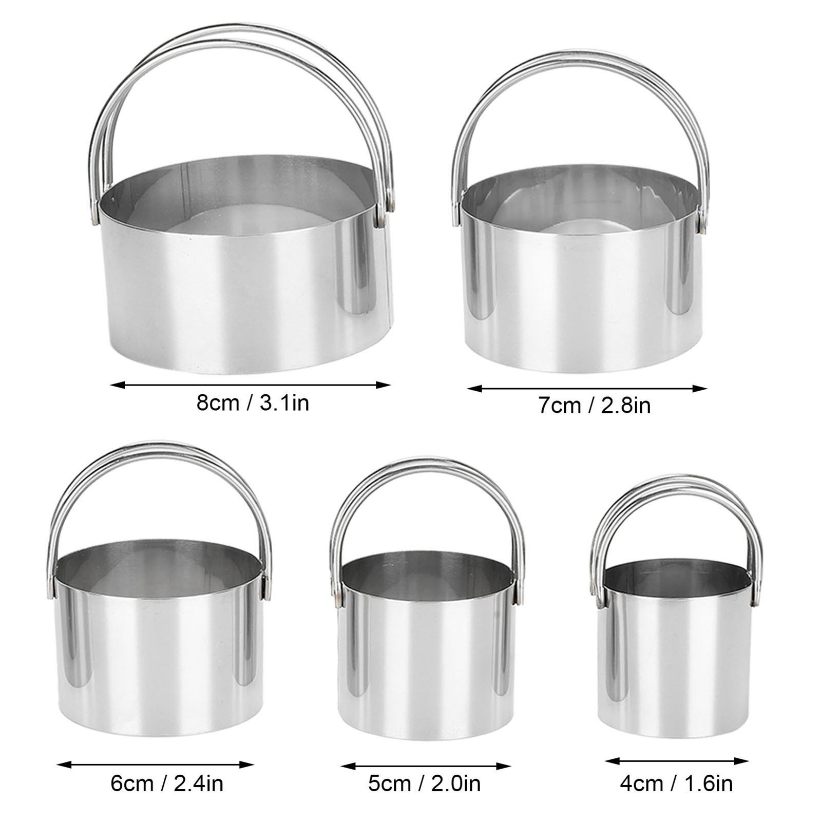5PCS/Set Biscuits Cutter Stainless Steel Round Cookies Cutter with Handle view 11