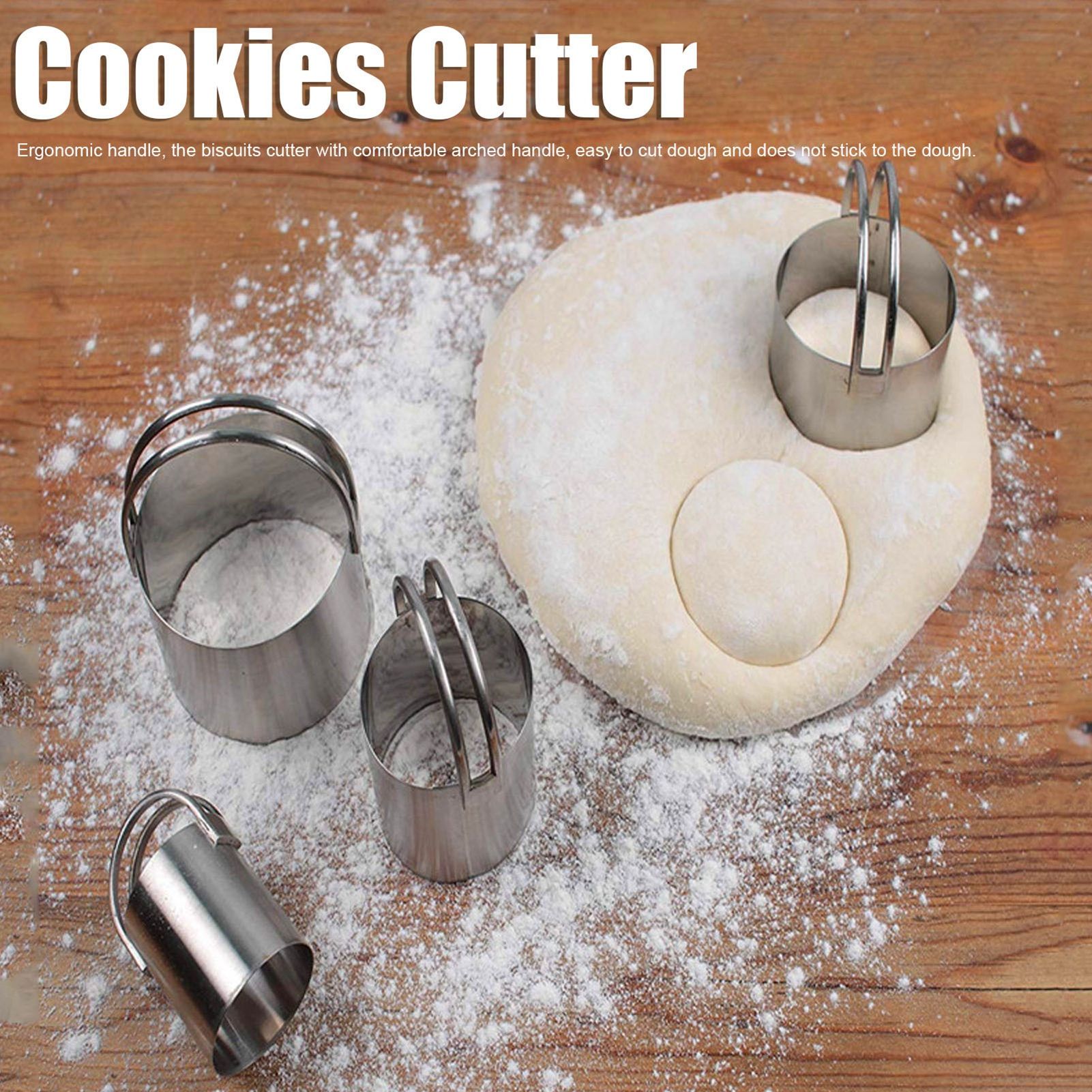 5PCS/Set Biscuits Cutter Stainless Steel Round Cookies Cutter with Handle view 12