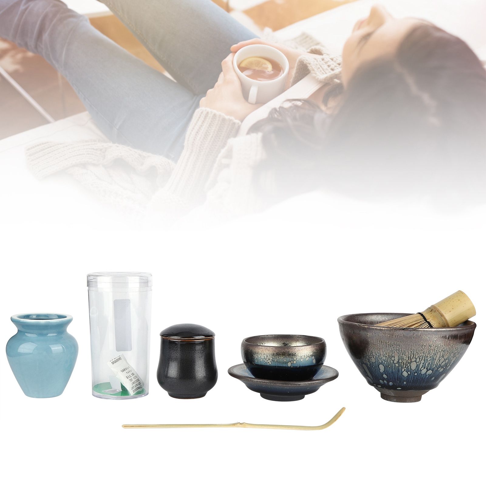 Japanese Style Ceramic Tea Set Tea Whisk Holder Kit Service Tool Tea Ceremony view 10