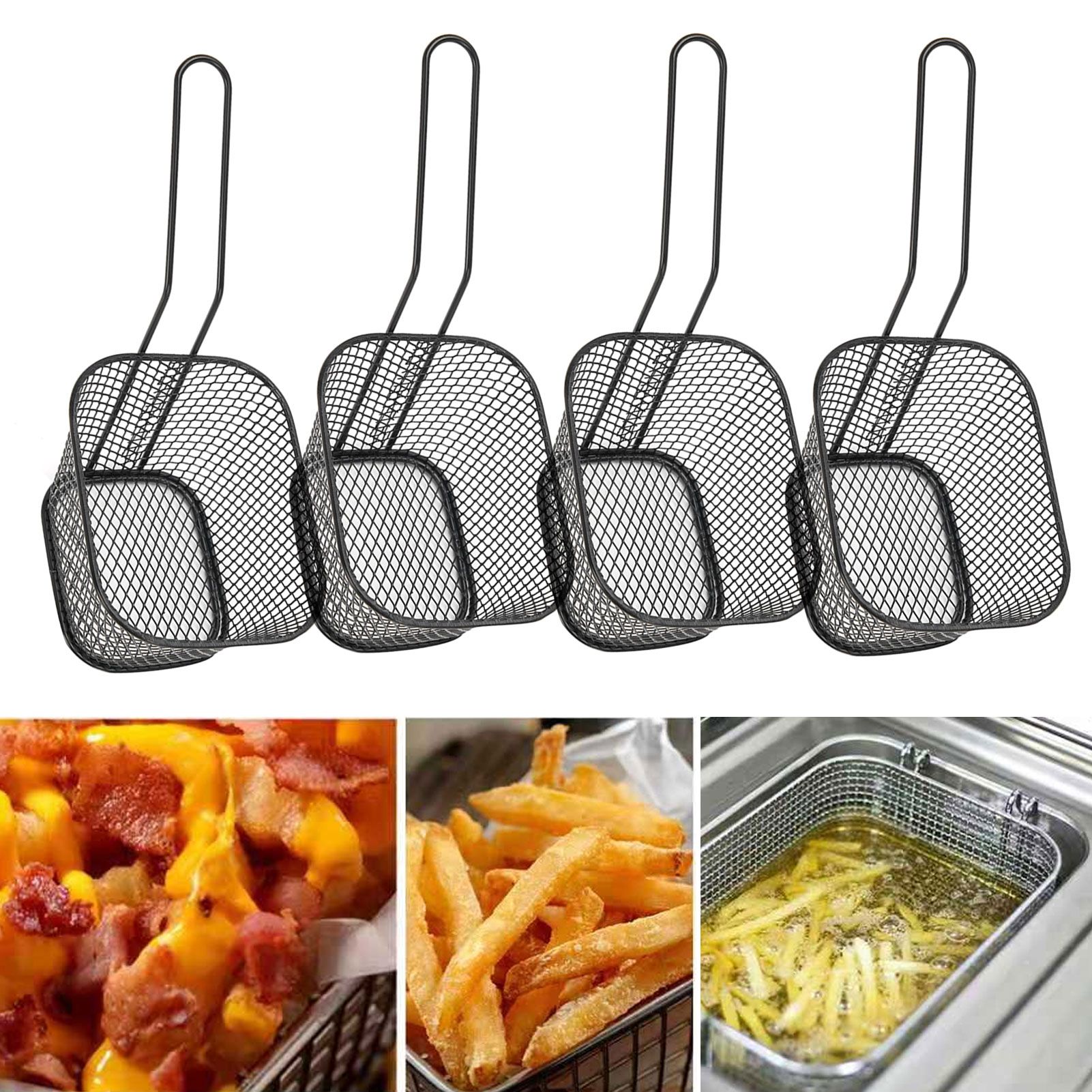 4Pcs Stainless Steel Frying Net Basket Cooking Strainer for French Fries Food view 10