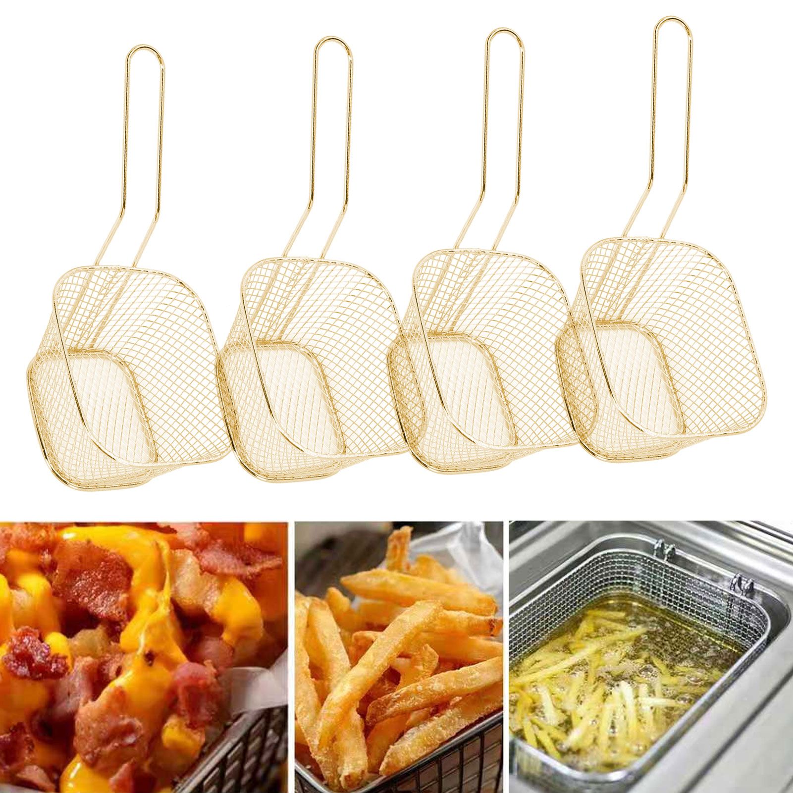4Pcs Stainless Steel Frying Net Basket Cooking Strainer for French Fries Food view 9