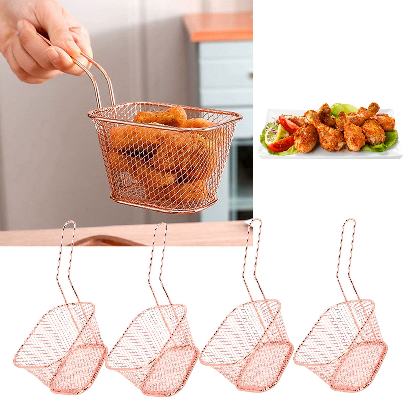 4Pcs Stainless Steel Frying Net Basket Cooking Strainer for French Fries Food view 9
