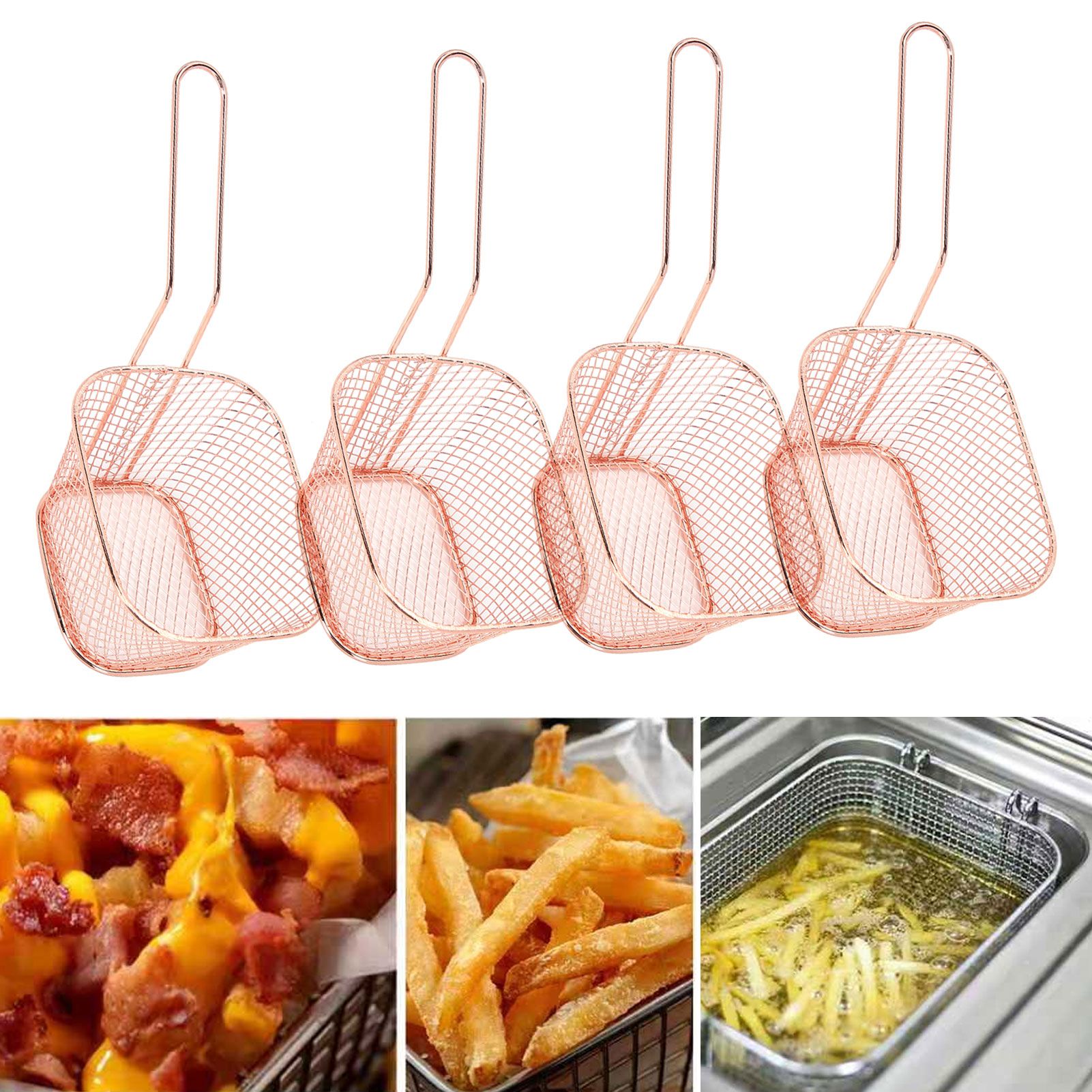 4Pcs Stainless Steel Frying Net Basket Cooking Strainer for French Fries Food view 10