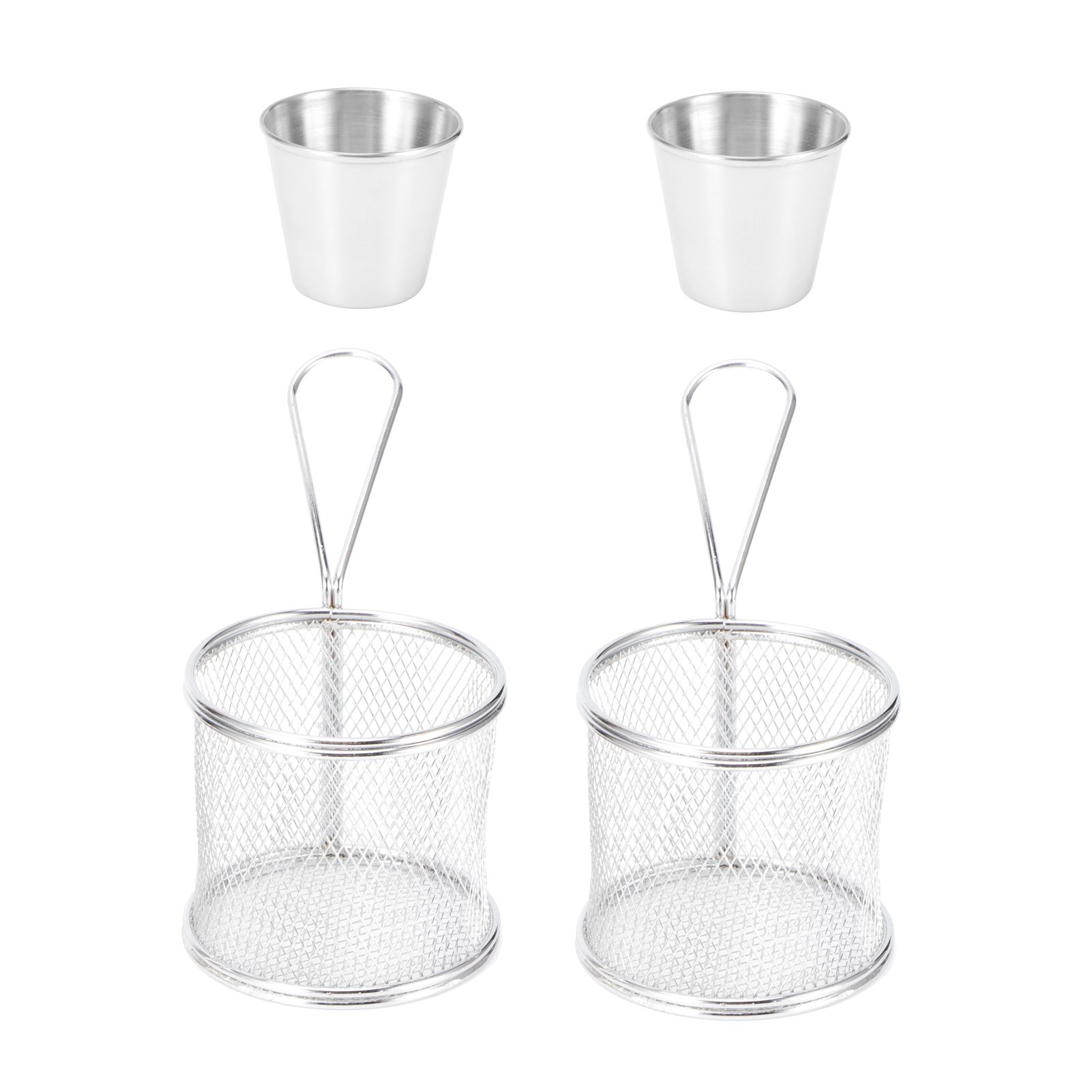 4Pcs/Set Mini Frying Basket Cylindrical French Fries Basket Colander for view 2