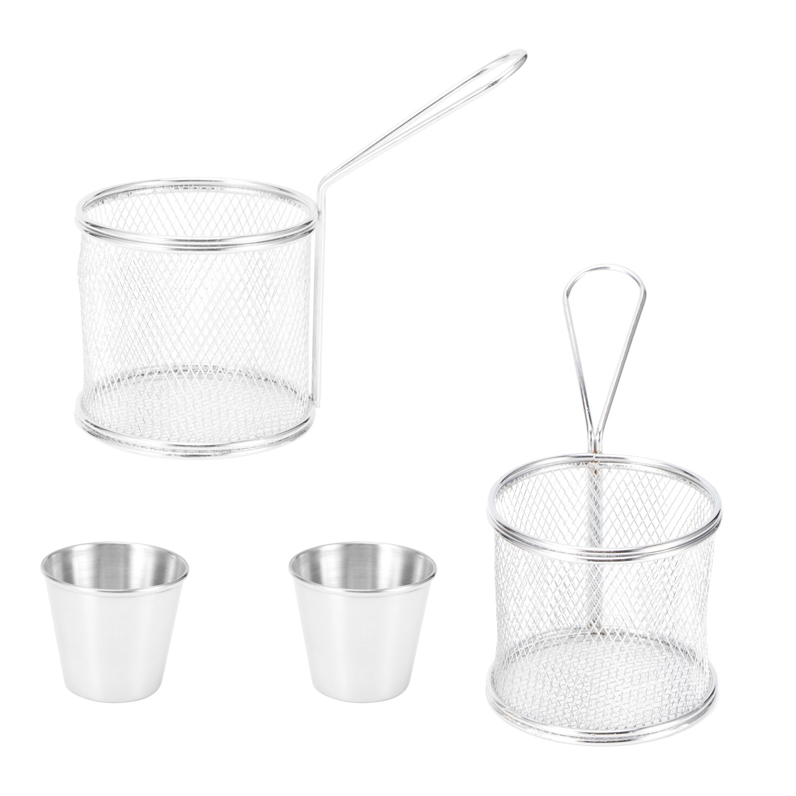 4Pcs/Set Mini Frying Basket Cylindrical French Fries Basket Colander for view 5