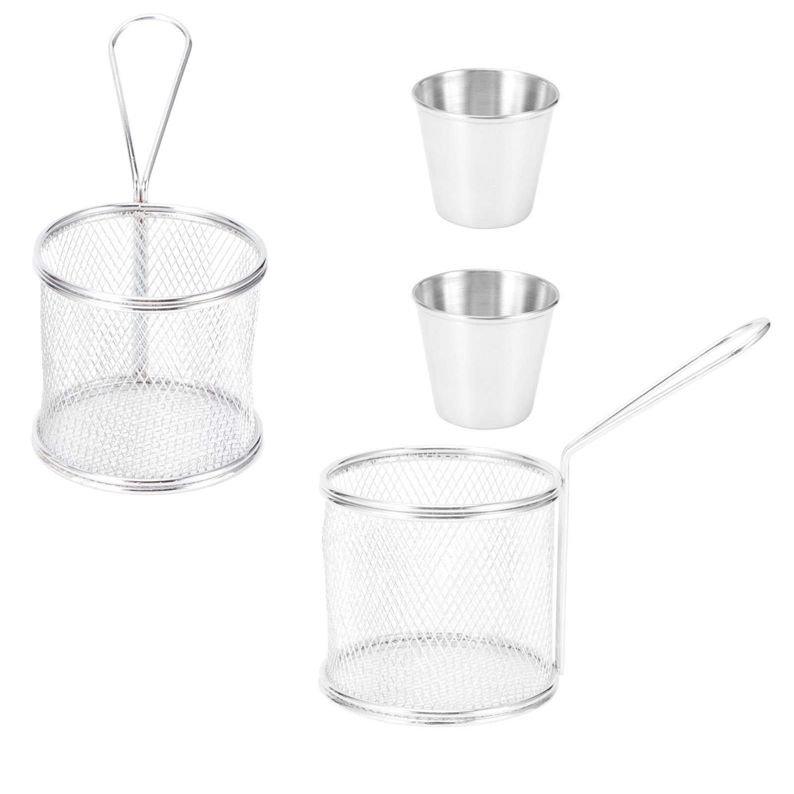 4Pcs/Set Mini Frying Basket Cylindrical French Fries Basket Colander for view 7