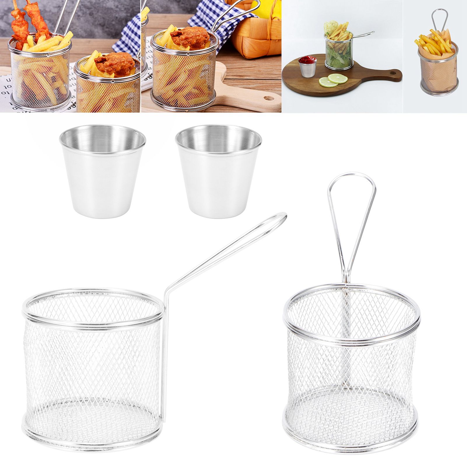 4Pcs/Set Mini Frying Basket Cylindrical French Fries Basket Colander for view 10