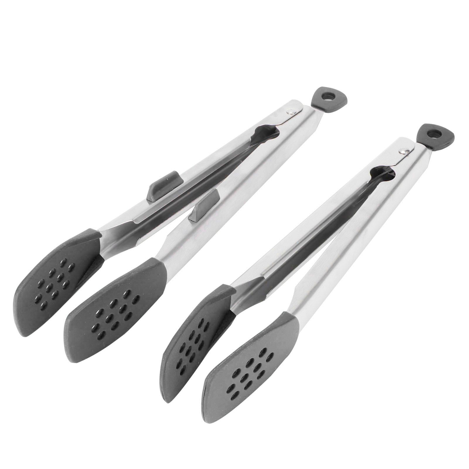 2pcs Food Tong Stainless Steel Steak Clip Silicone Salad Barbecue Stencils view 2