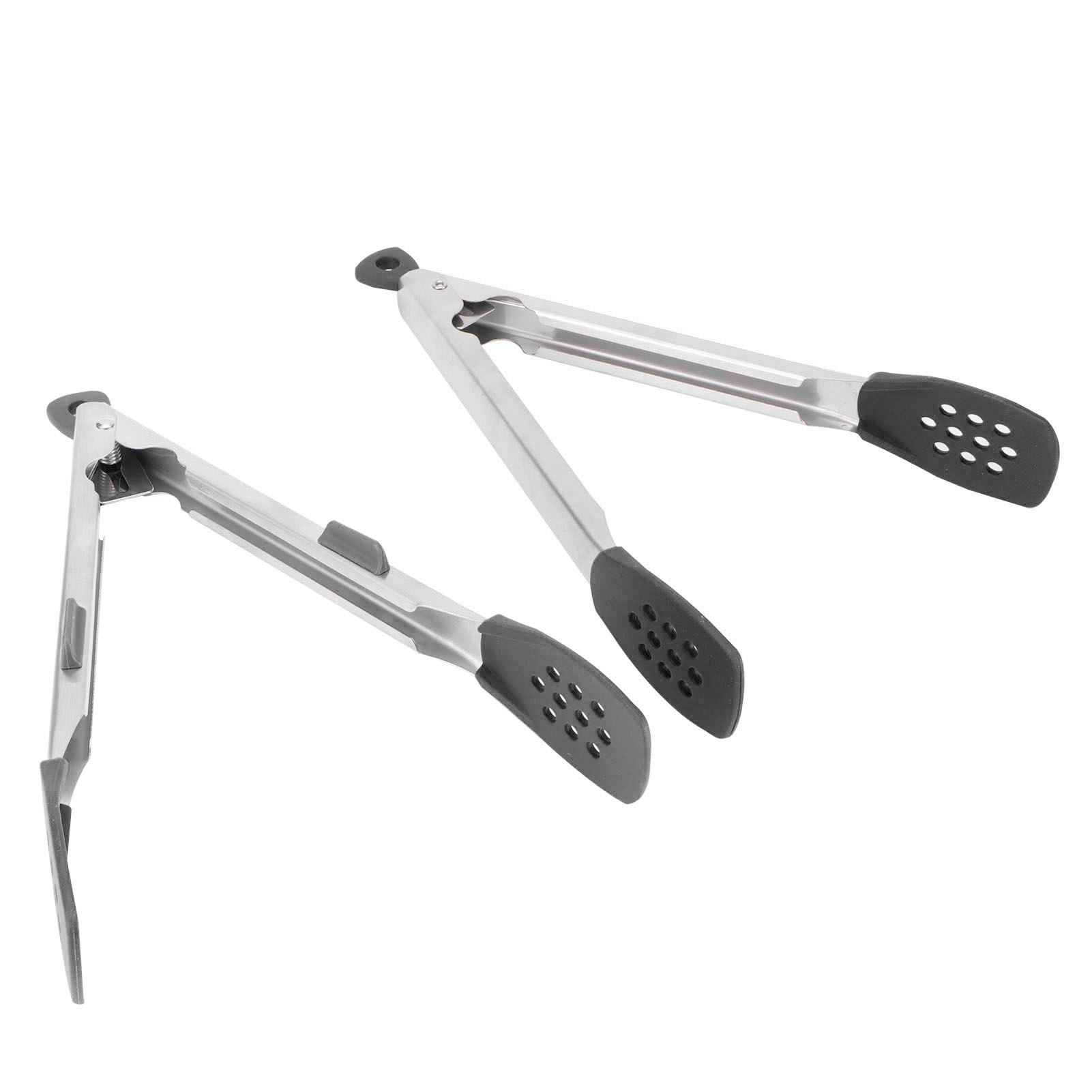 2pcs Food Tong Stainless Steel Steak Clip Silicone Salad Barbecue Stencils view 7