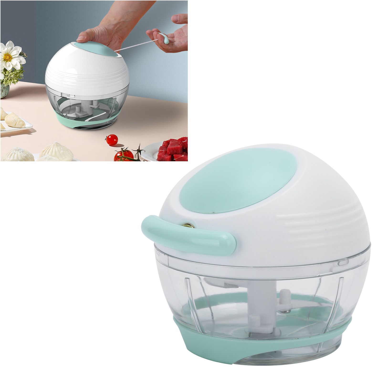 2PCS MultiFunction Vegetable Cutter Manual Garlic Food Chopper Meat Grinder view 10