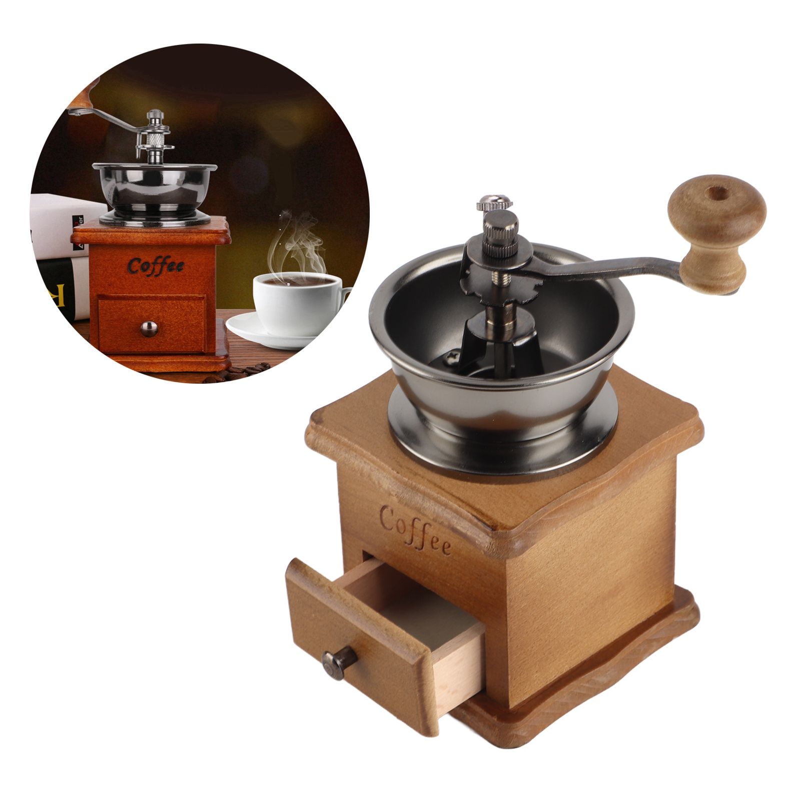 Manual Bean Grinder Household Mini Retro Style Coffee Milling Machine Kitchen view 9