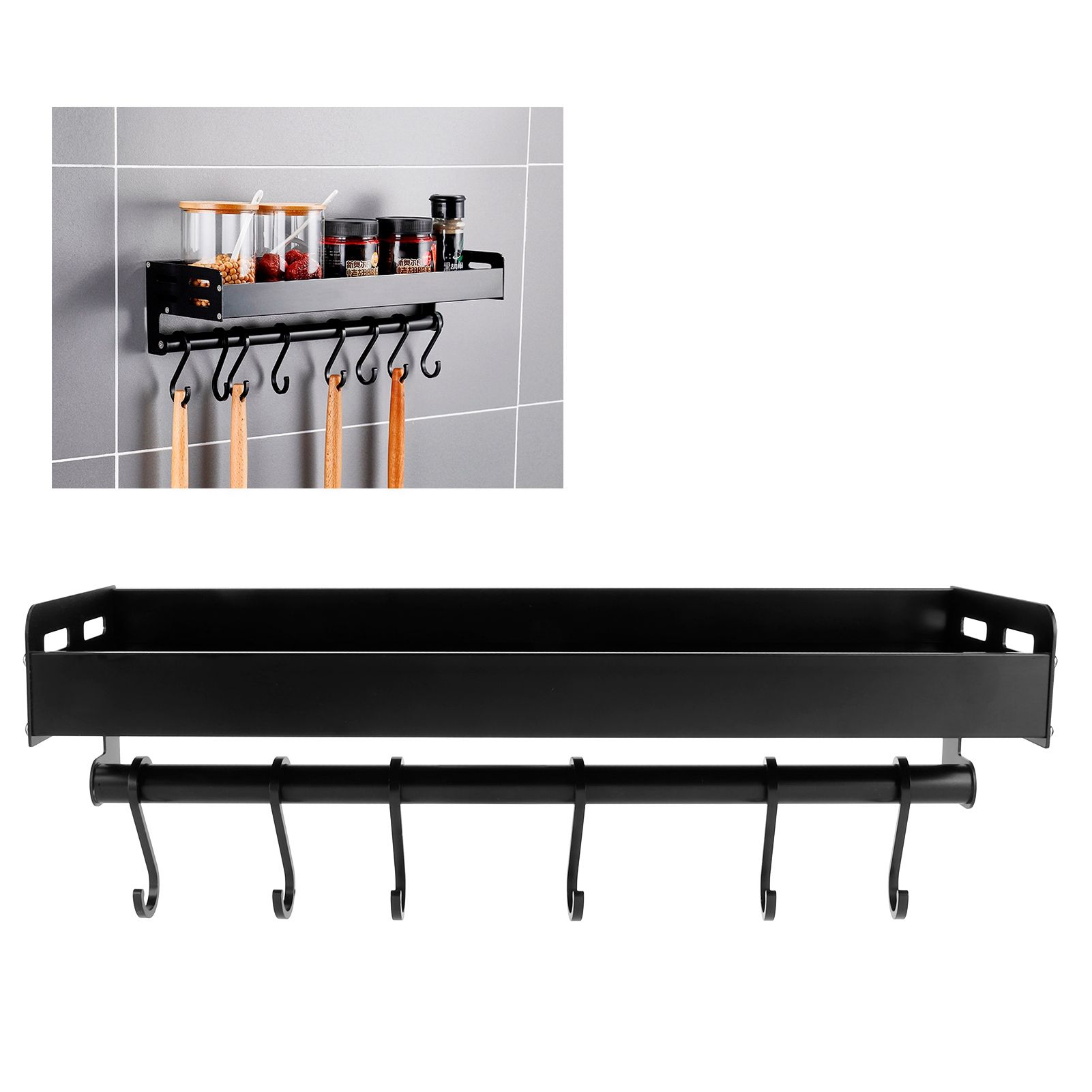 Wall Mounted Spice Rack Organizer Seasoning Jar Bottle Cans Holder Rack view 9