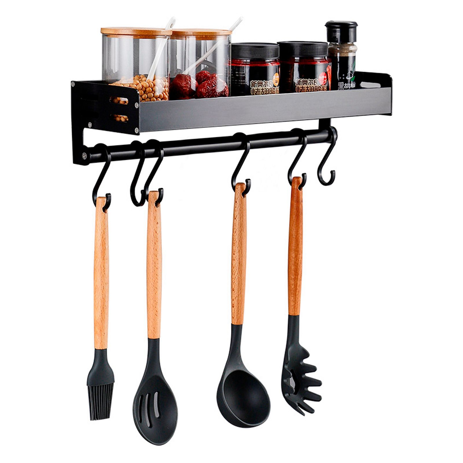 Wall Mounted Spice Rack Organizer Seasoning Jar Bottle Cans Holder Rack view 10