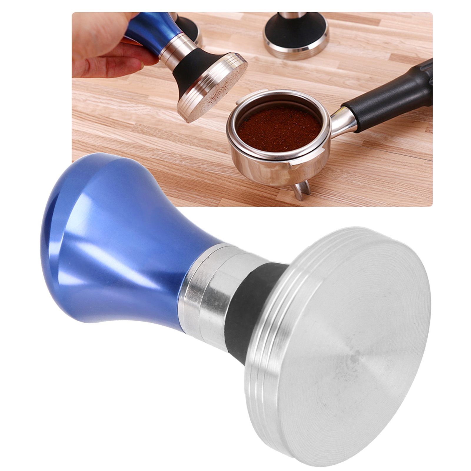 58mm Flat Coffee Tamper Stainless Steel Base Coffee Powder Hammer Kitchen view 10