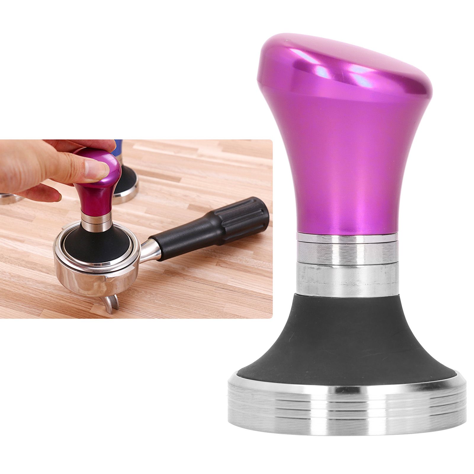 58mm Flat Coffee Tamper Stainless Steel Base Coffee Powder Hammer Kitchen view 9