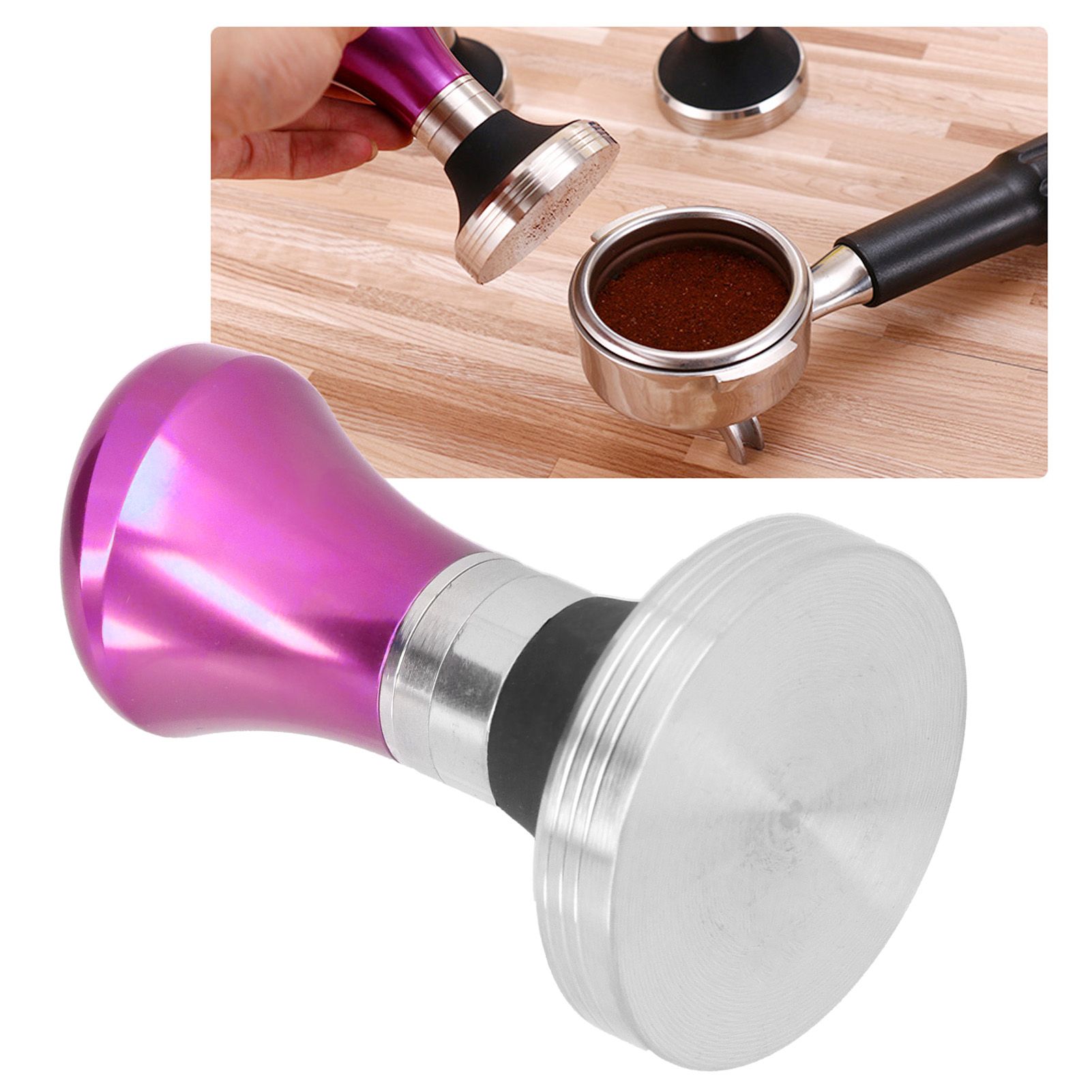 58mm Flat Coffee Tamper Stainless Steel Base Coffee Powder Hammer Kitchen view 10