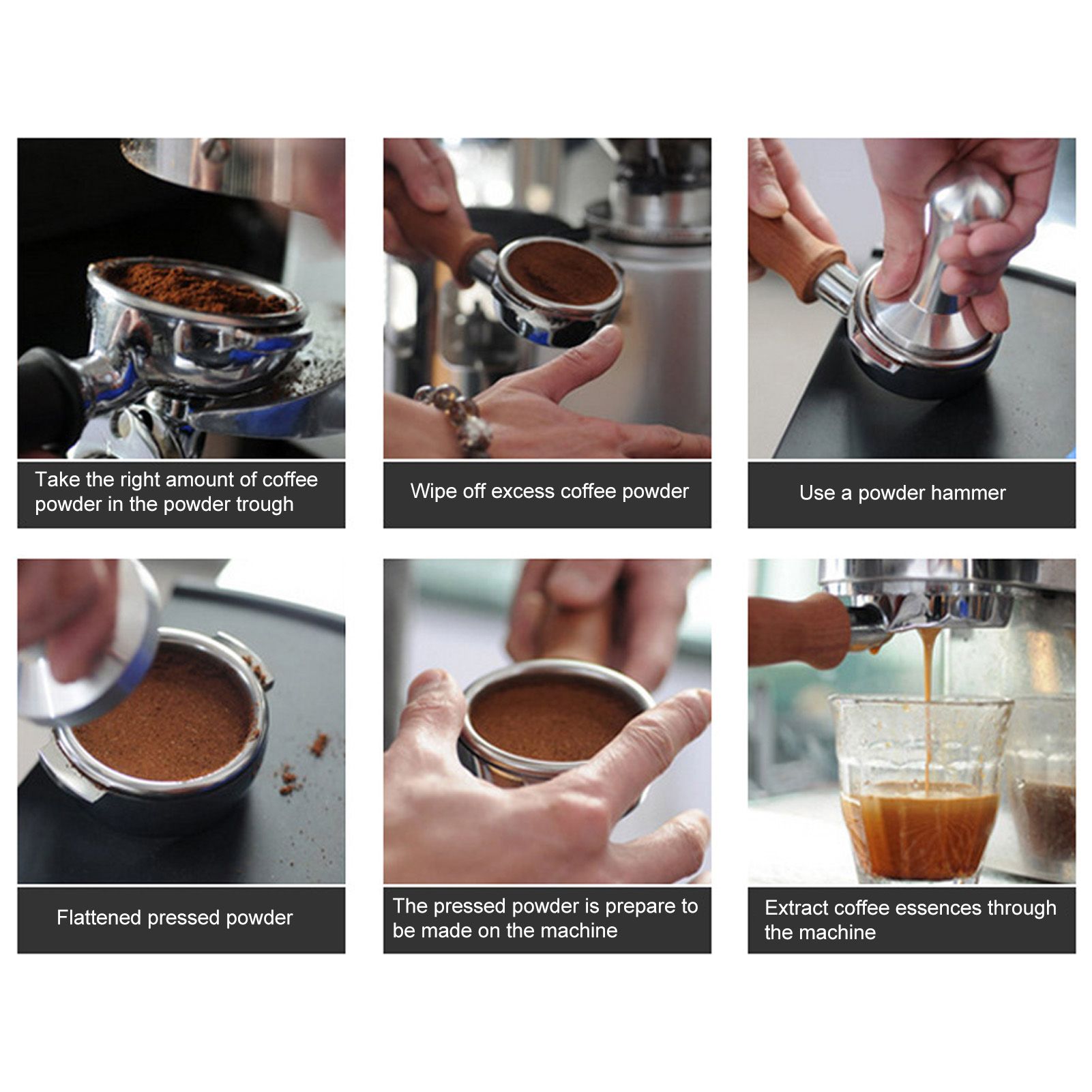 58mm Flat Coffee Tamper Stainless Steel Base Coffee Powder Hammer Kitchen view 12