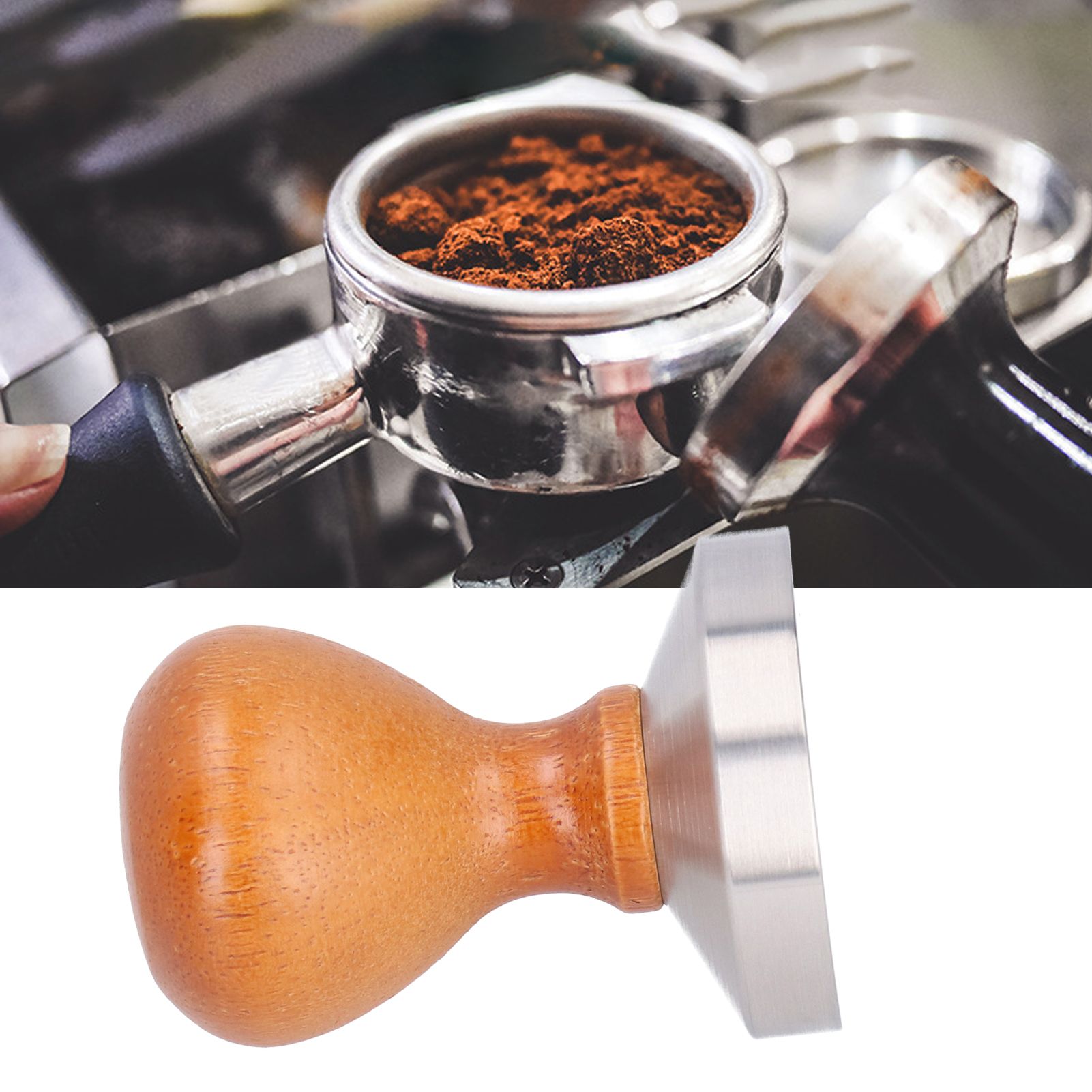 58mm Stainless Steel Coffee Tamper Powder Press Hammer Coffee Machine Handle view 9
