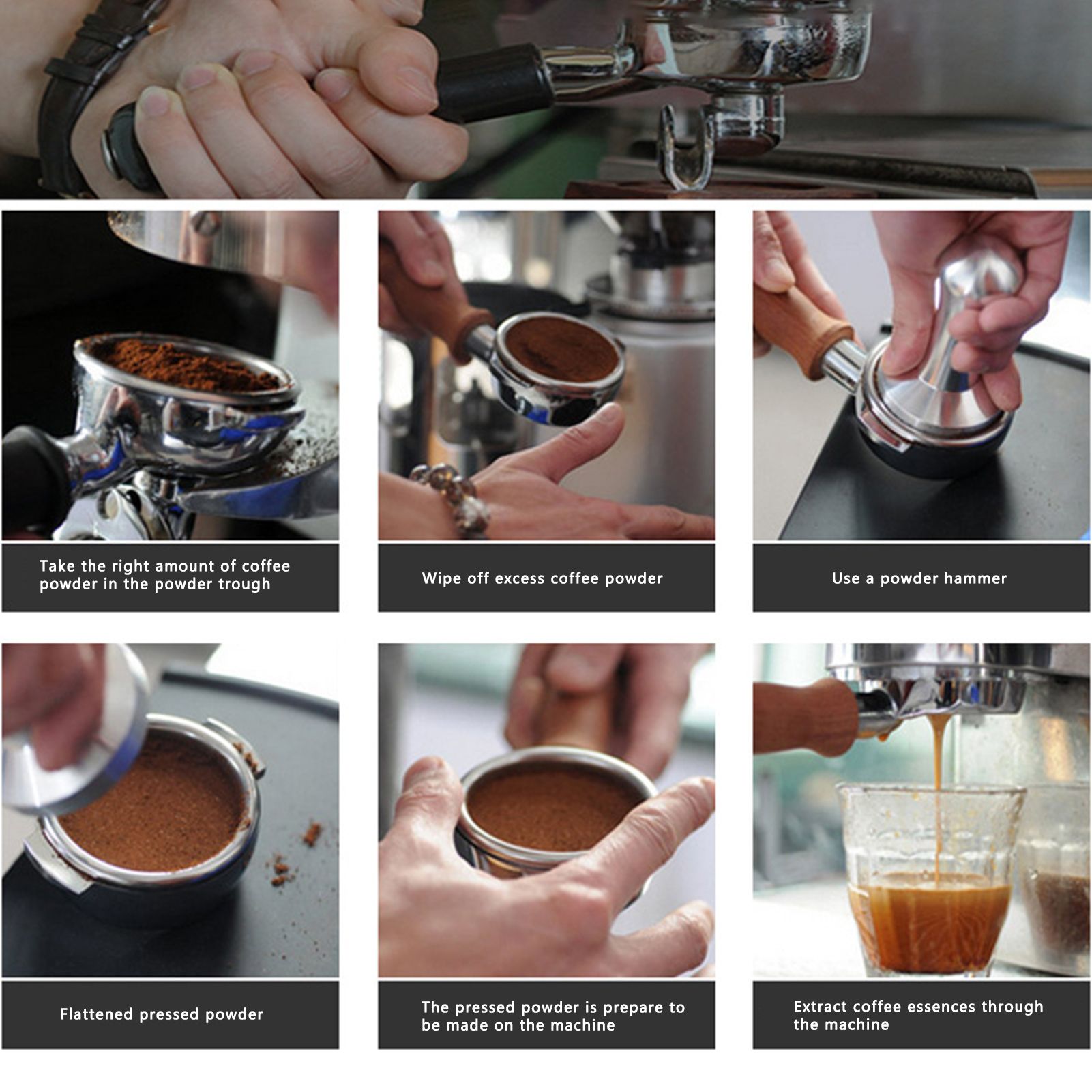 58mm Stainless Steel Coffee Tamper Powder Press Hammer Coffee Machine Handle view 12
