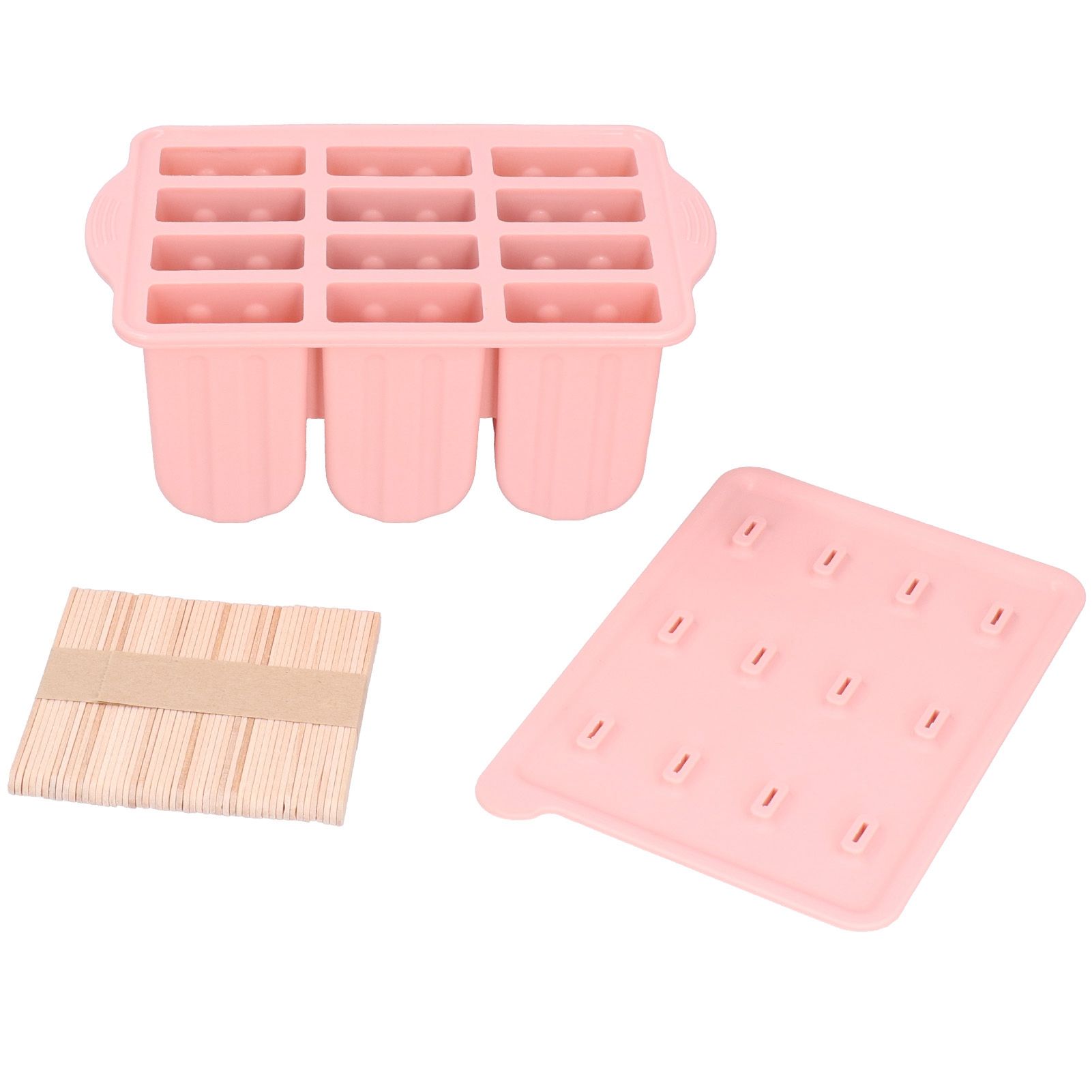 12 Grids Silicone Ice Cream Molds Tray Ice Cream Makers Mould with Lid and 50 view 2
