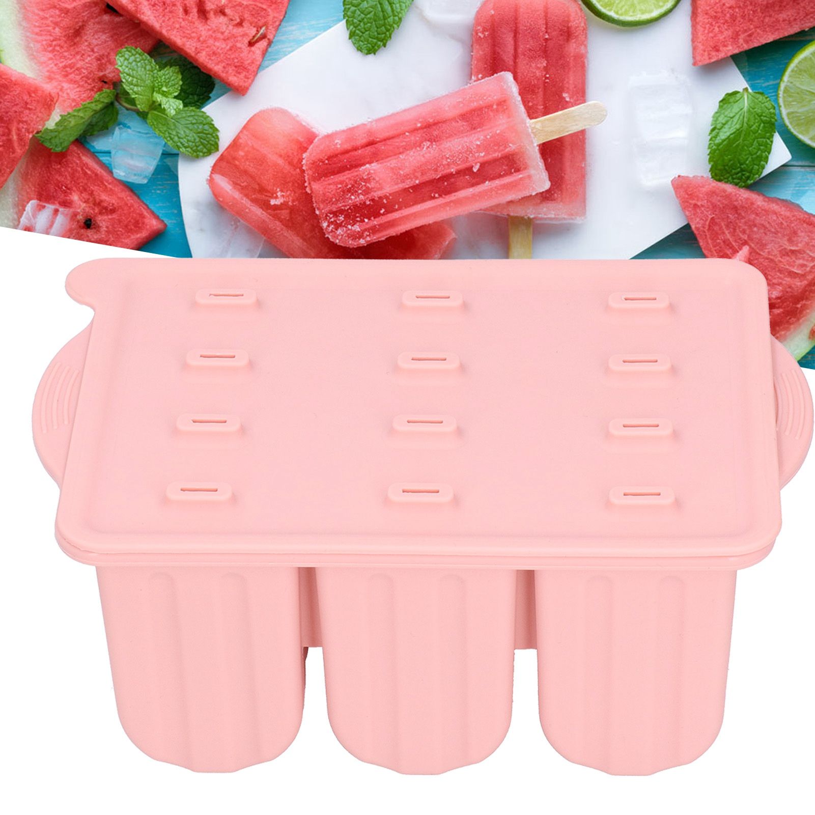 12 Grids Silicone Ice Cream Molds Tray Ice Cream Makers Mould with Lid and 50 view 9